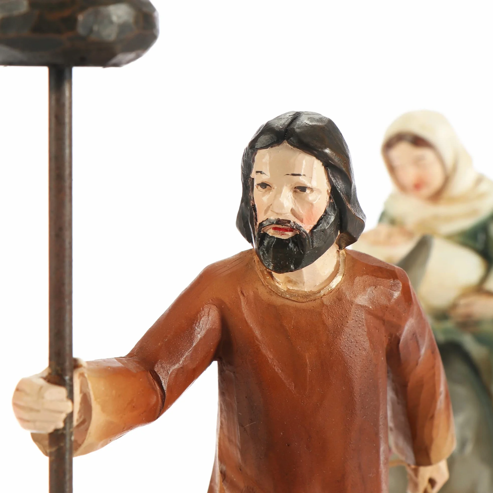 COM-FOUR® figurki bozonarodzeniowe ze swiecznikami - Chrzescijanskie ozdoby swiateczne - ekspozycja polyresin - Maryja, Józef i Jezus na osiolku - Ucieczka do Egiptu (Jaselka - braz)