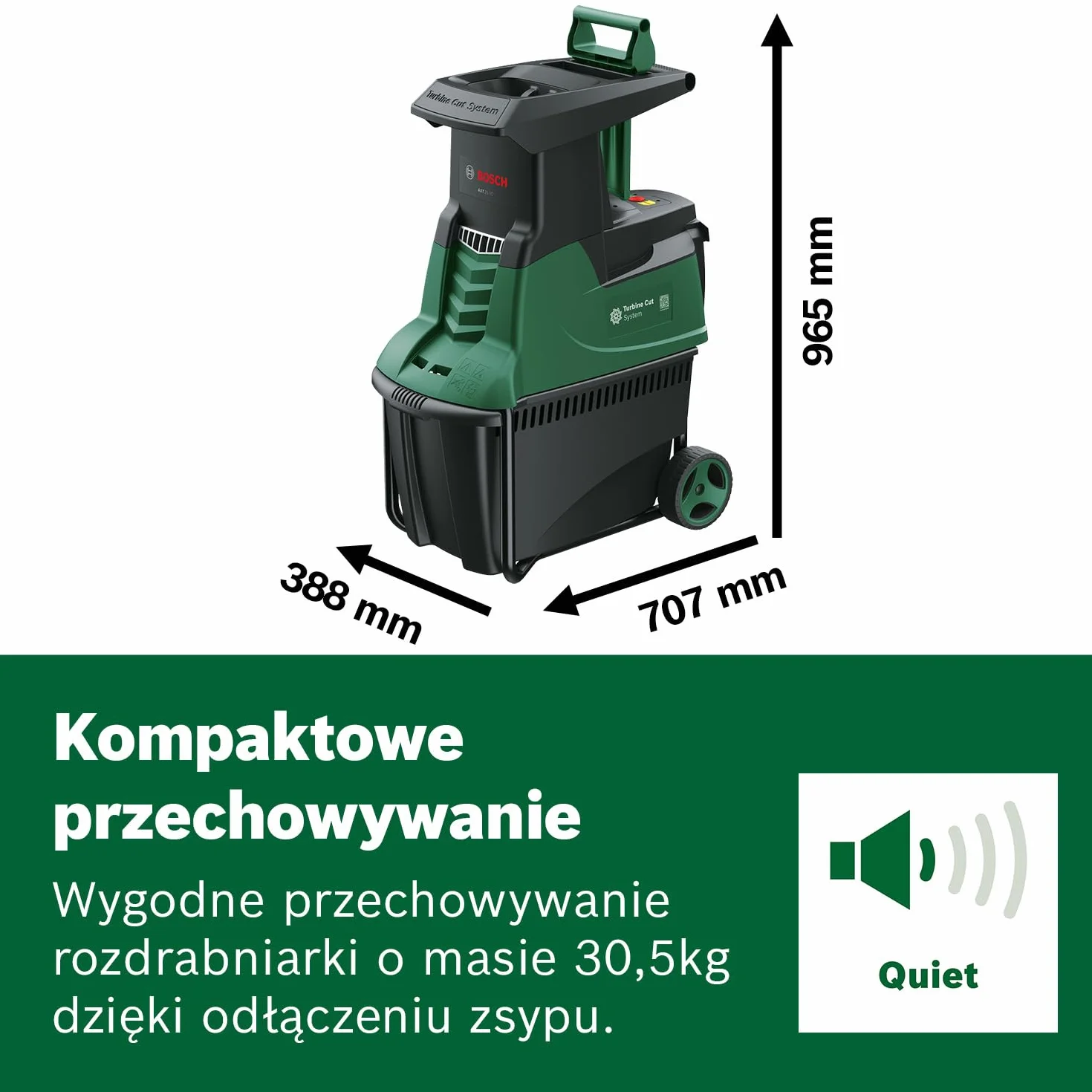 Bosch Rozdrabniarka ogrodowa Turbine Cut AXT 25 TC (2 500 W, do drewna i twardych odpadków ogrodowych, zawiera rękawice ogrodowe, zintegrowany zbiornik o pojemności 53 l) – Amazon Edition
