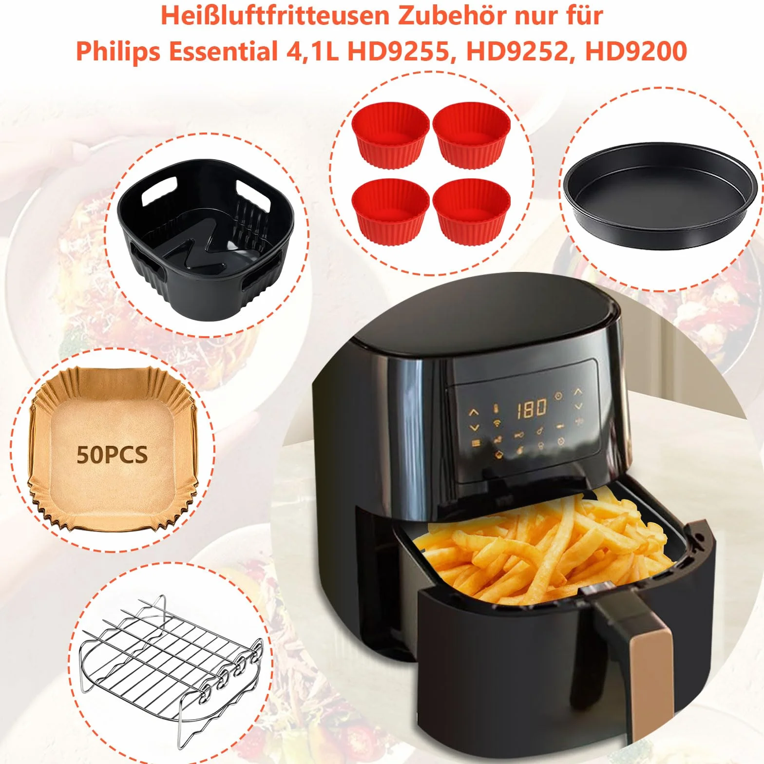Akcesoria Airfryer Philips Essential 4,1 l HD9252 HD9255 HD9200 5 sztuk
