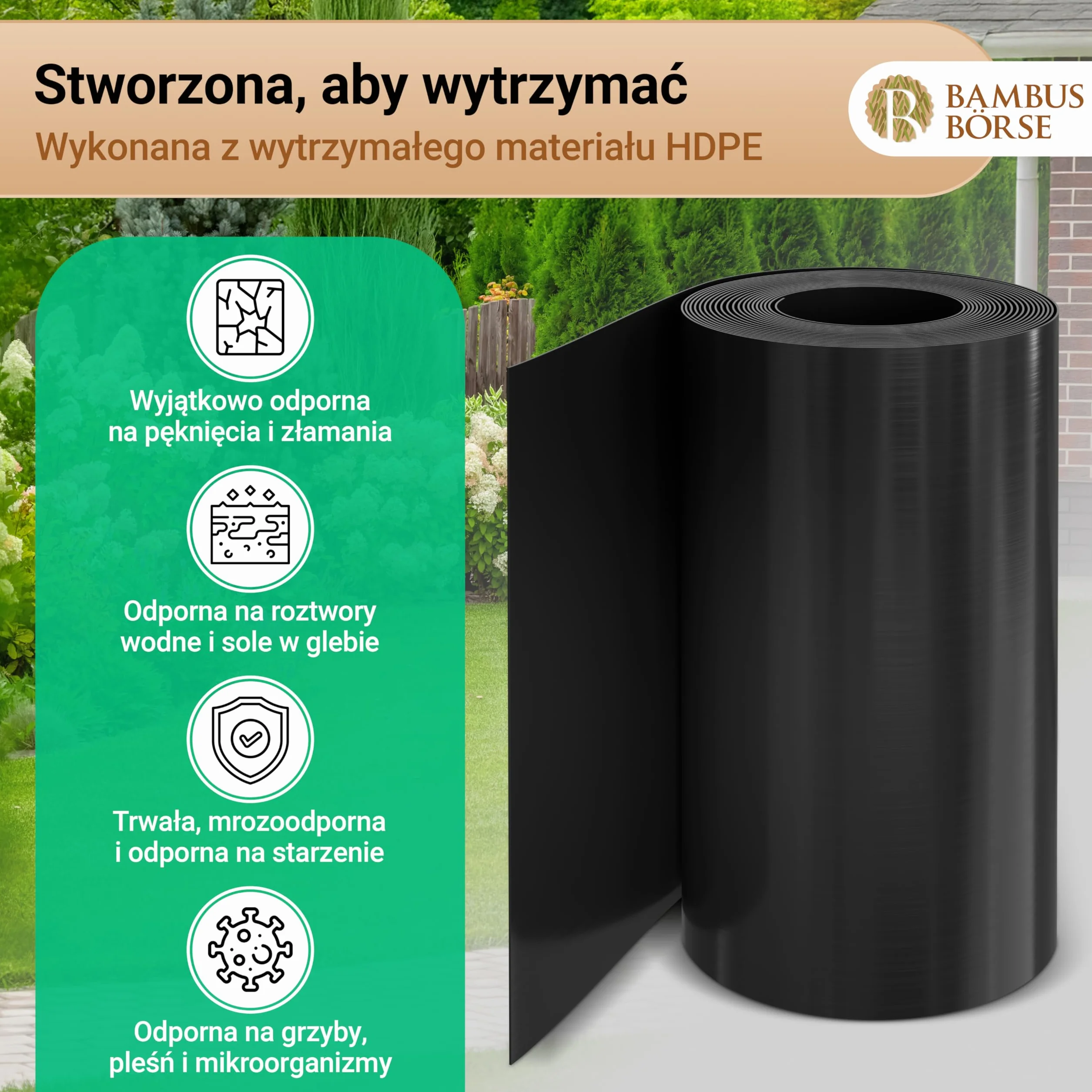 Ogranicznik korzeniowy Bariera kłącza grubość 2 mm, wysokość 100 cm, długość 5 metrów