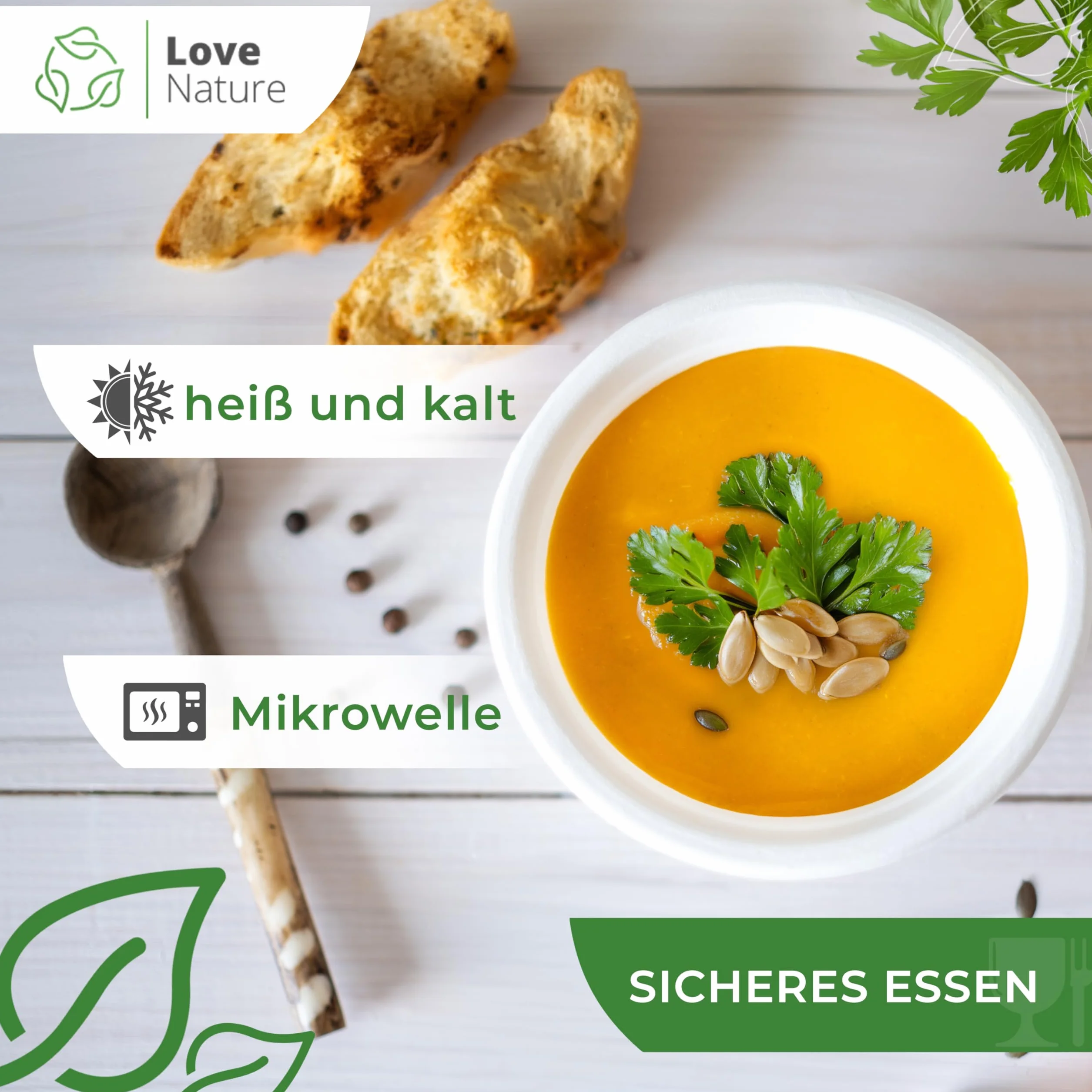 Love Nature Miski Jednorazowe z Pulpy Trzciny Cukrowej 500 ml 10 sztuk Ekologicznych Biodegradowalnych