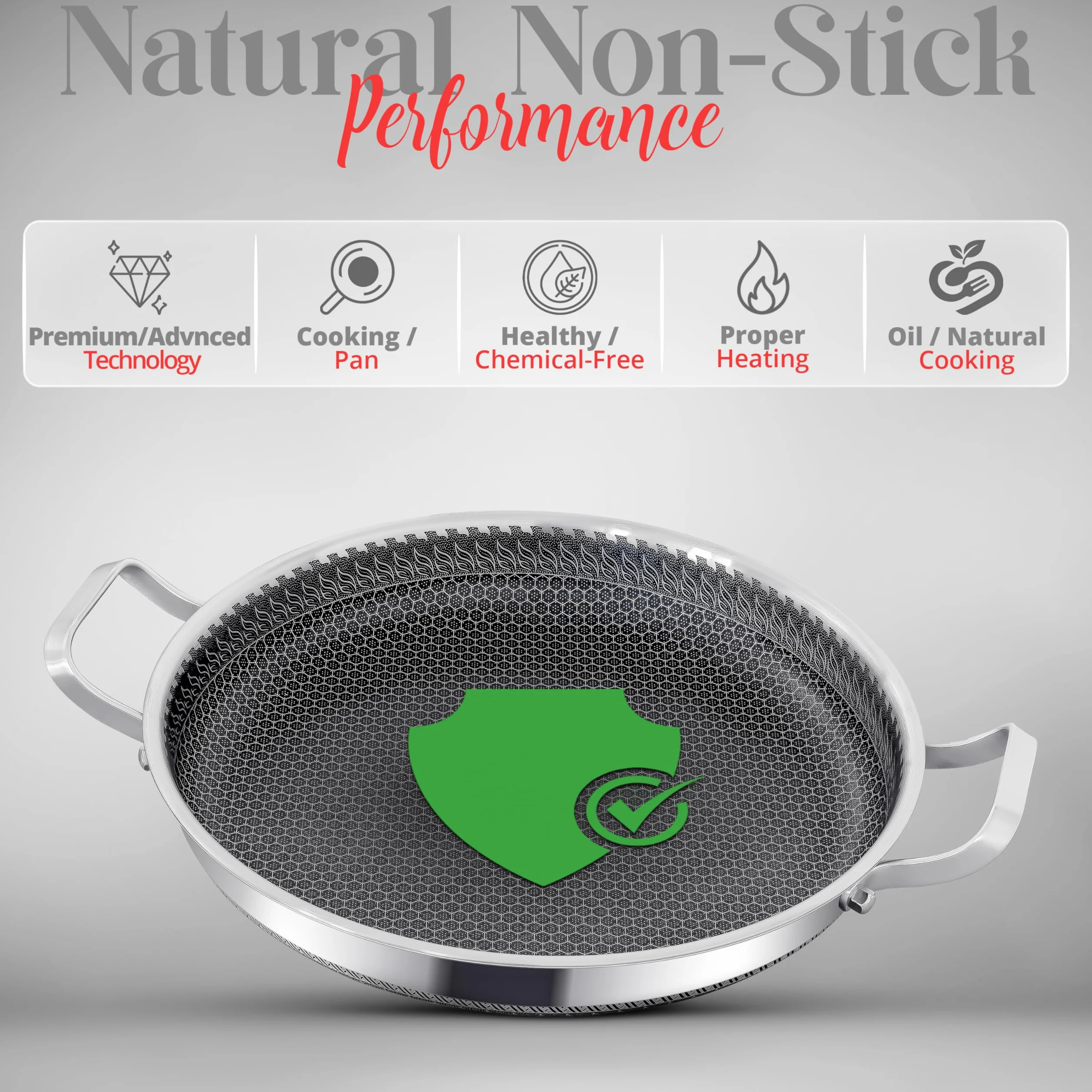 INTIGNIS Patelnia do paella lub z pokrywką piekarnika – smażenie, pieczenie, patelnia z nierdzewnej stali 32 cm, technologia Greblon