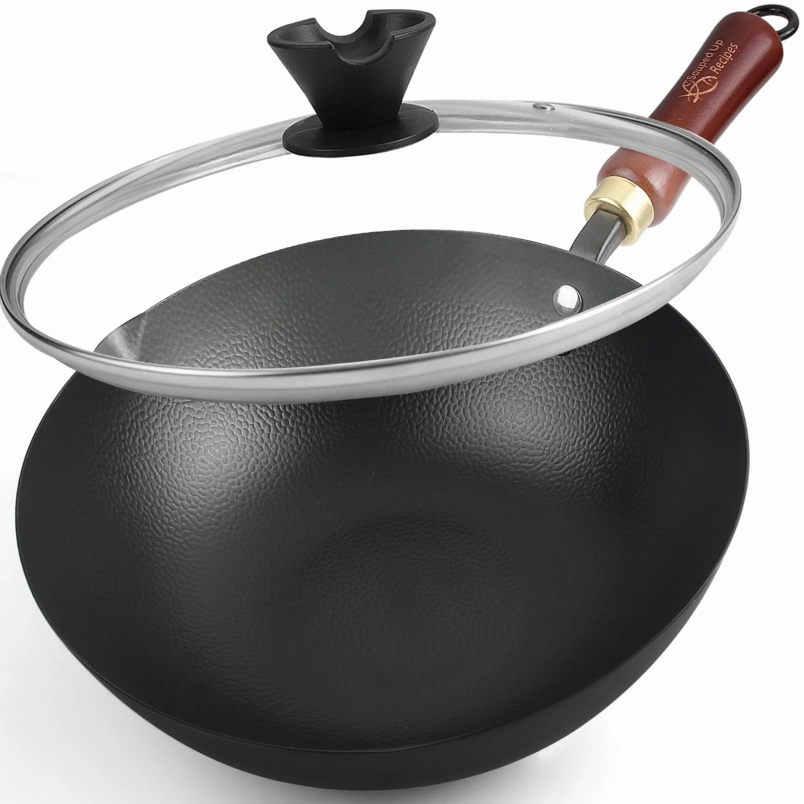 Souped Up Recipes Wok ze stali węglowej 25 cm do kuchenek indukcyjnych gazowych z pokrywą