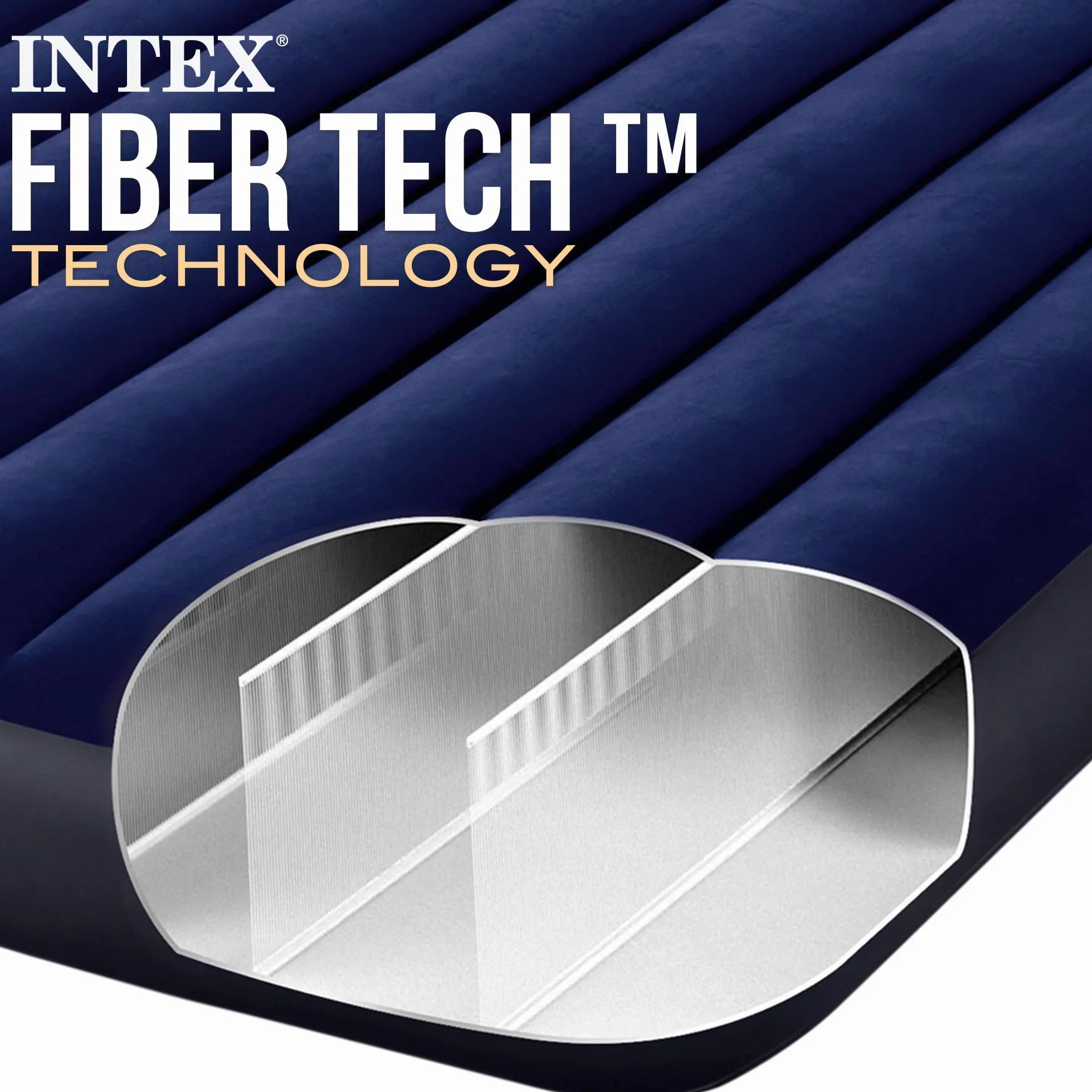 Intex Uniseks 64765 Nadmuchiwany Materac, Granatowy/Czarny, 203 x 152 x 25 cm