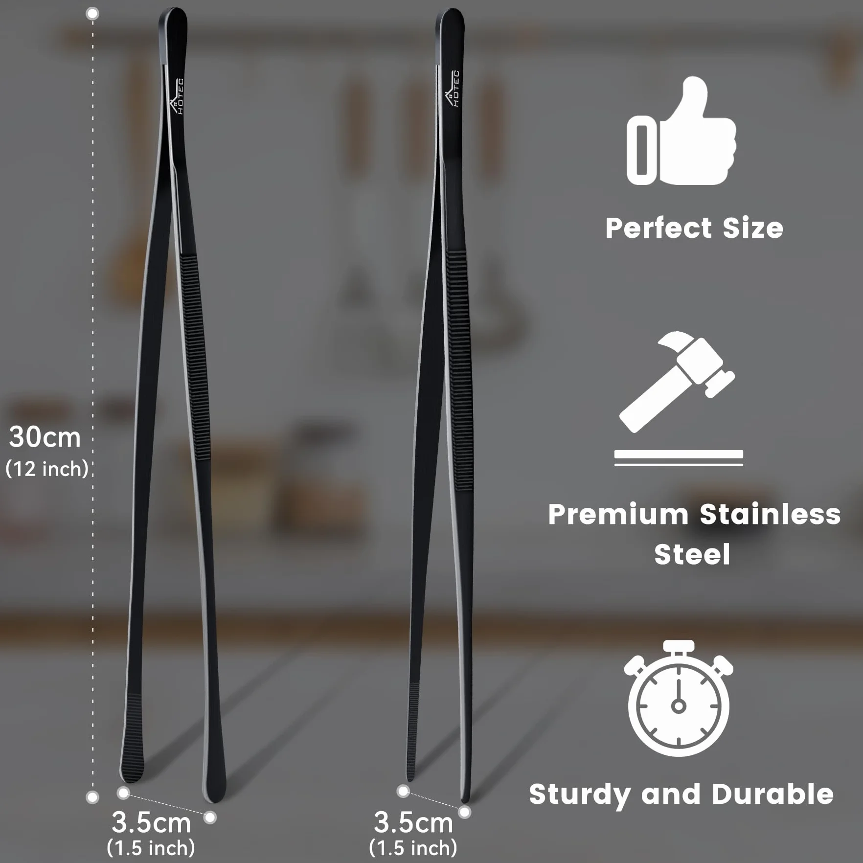 Hotec Szczypce ze stali nierdzewnej 30 cm zestaw 2