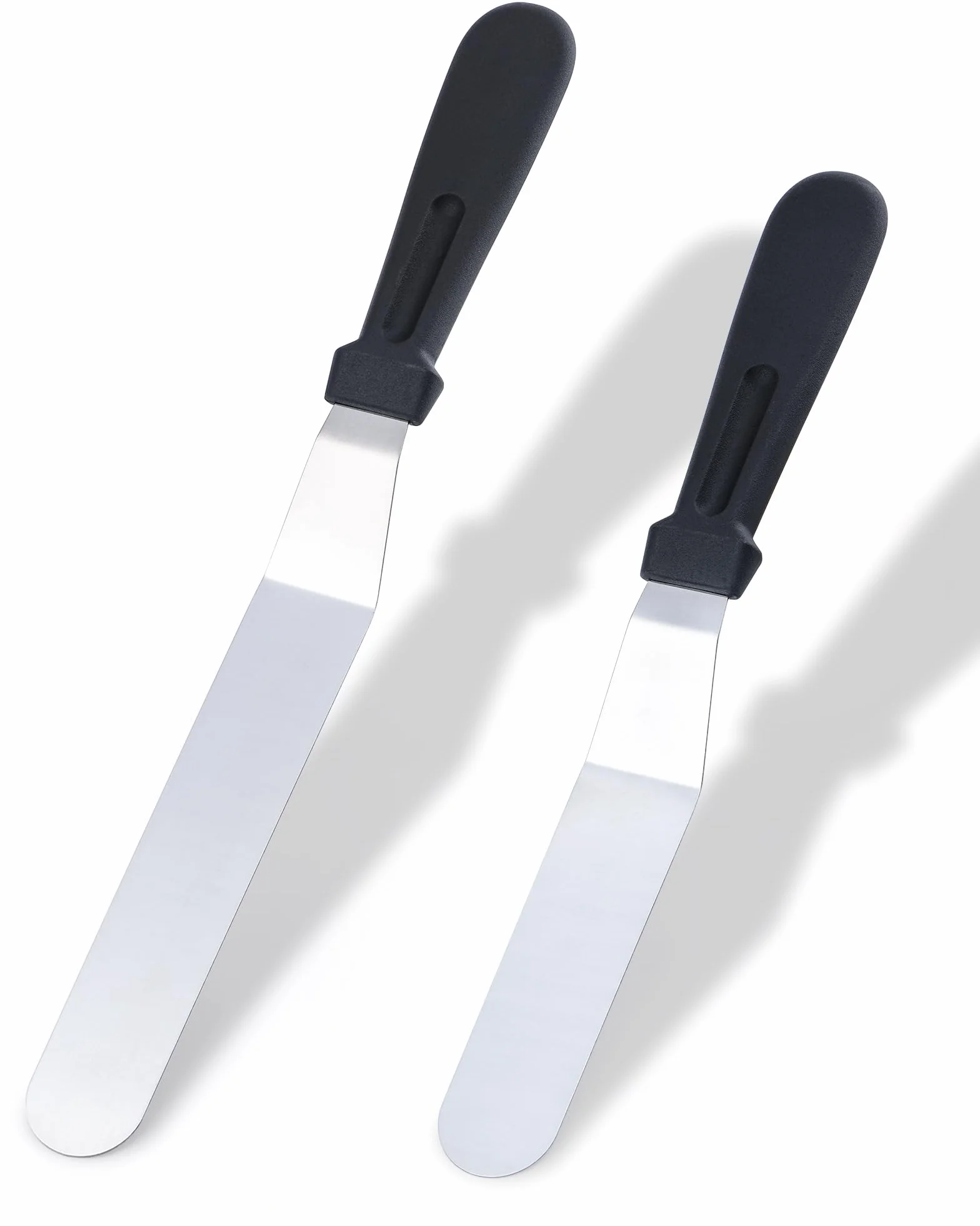 Szpatułka do Ciasta, 2 Sztuki Zestaw Szpatułek Kątowych Profesjonalnych z Ostrzami ze Stali Nierdzewnej 15cm i 20cm, Antypoślizgowy Uchwyt, Szpatułka Kuchenna do Lukru,Kremu,Ciast i Cukiernictwa