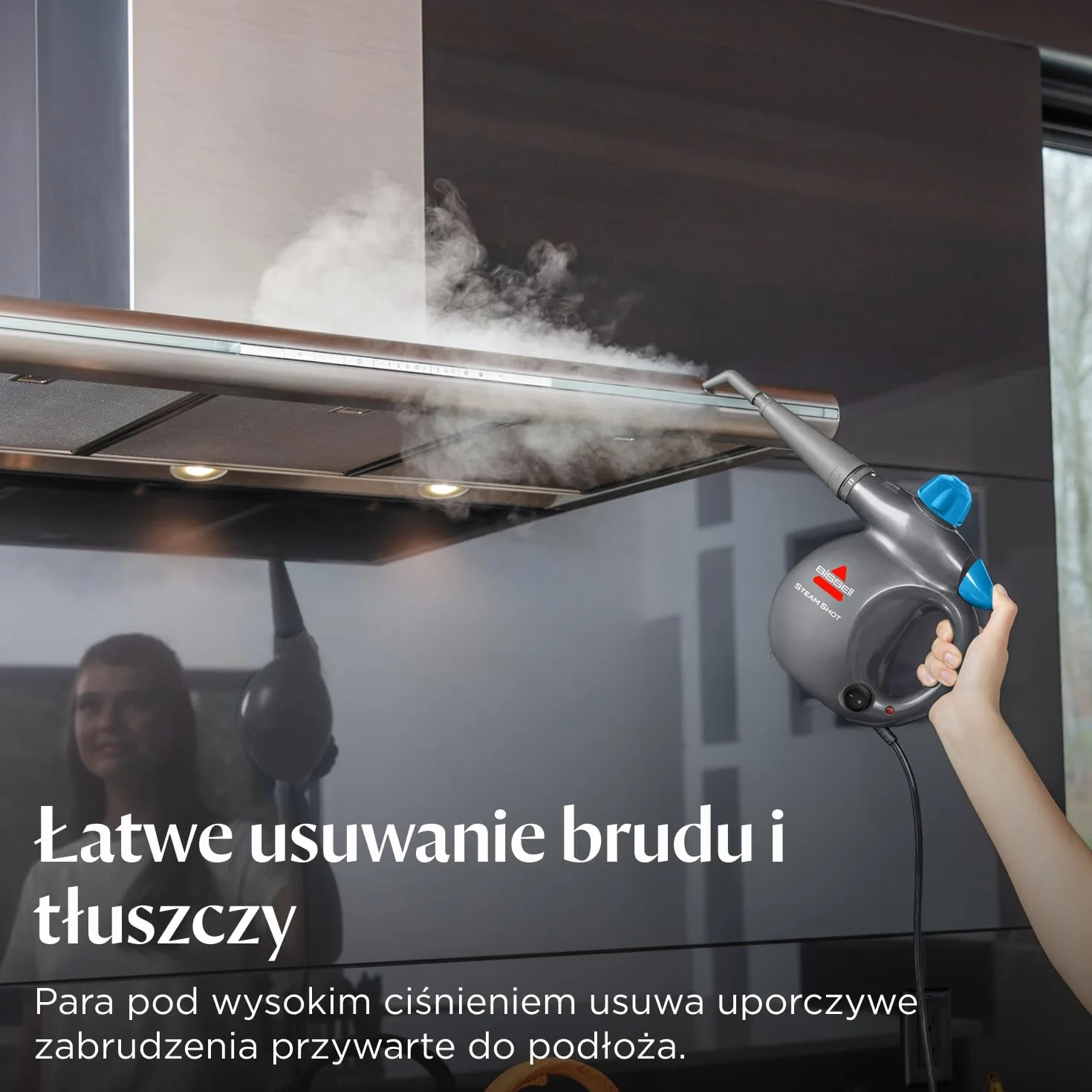 BISSELL Steam Shot, ręczne urządzenie do czyszczenia parą z 10 akcesoriami, wielofunkcyjne, przenośne urządzenie do czyszczenia parą, do blatów, płytek, fug, kuchni, łazienki, okien, 4267N