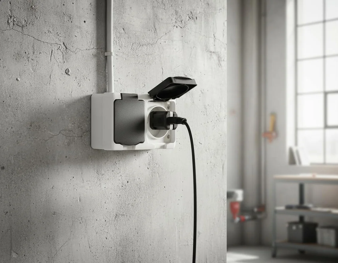 Gniazdo Hermetyczne Gniazdo Elektryczne Hermetyczne IP 54 biało-czarne