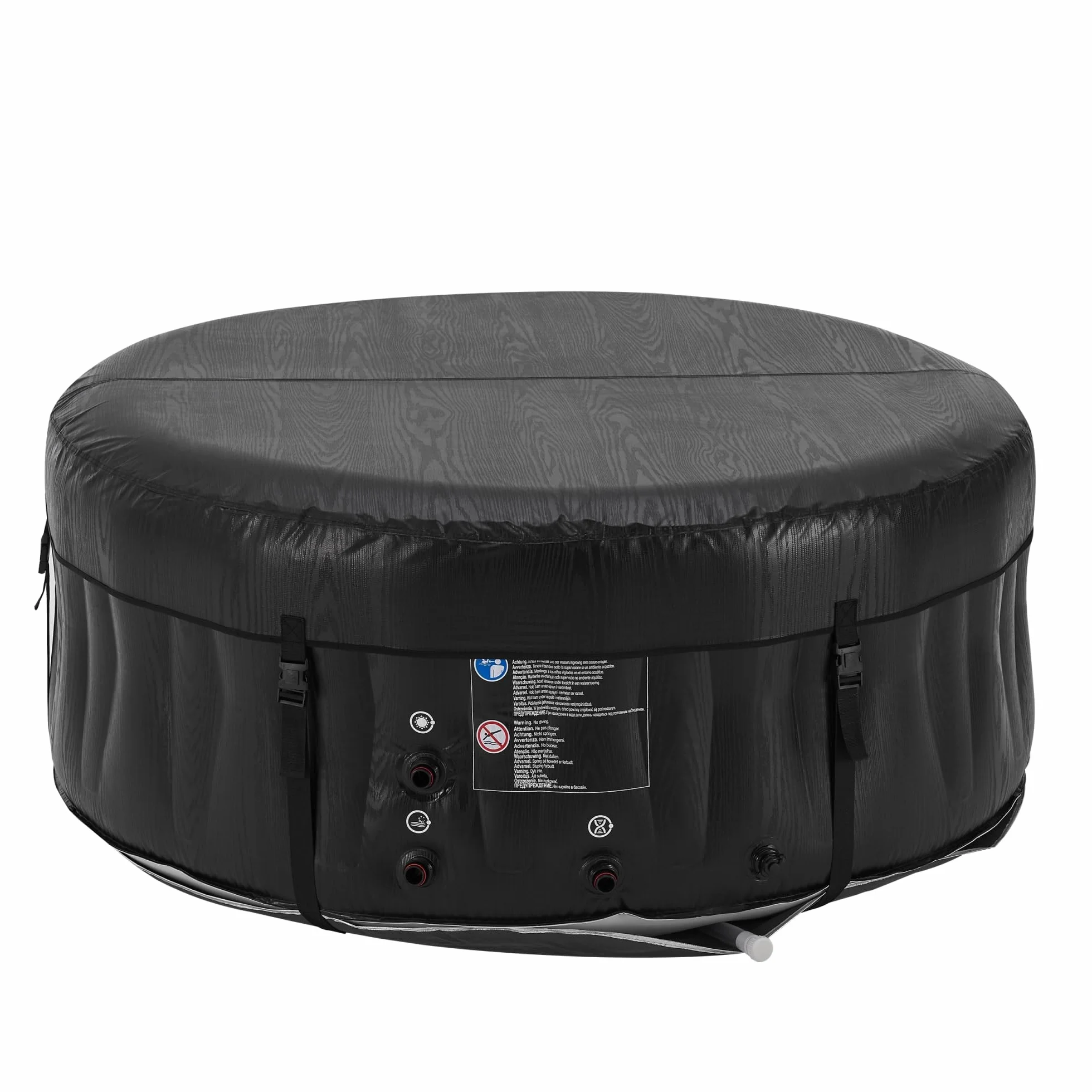 pro.tec Nadmuchiwany basen z hydromasażem Carbone dla 3 osób zewnętrzna wanna spa z masażem i 105 dyszami masującymi basen z pompą i filtrem 165 x 70 cm podgrzewany basen ogrodowy okrągły czarny