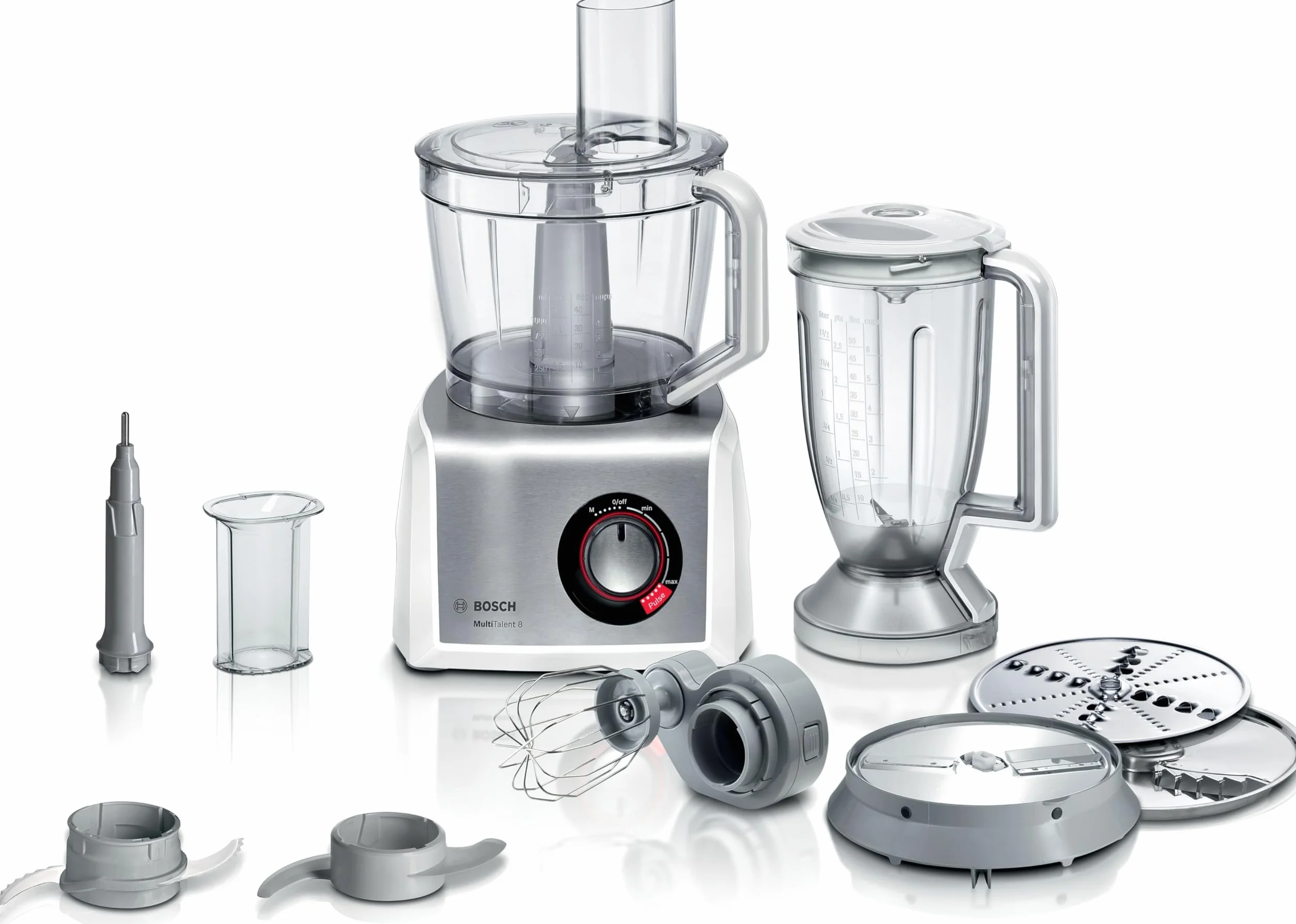 Bosch Robot kuchenny MultiTalent 8 MC812S814, 1250 W, 50 funkcji, zestaw tarcz i blender, misa 3,9 l