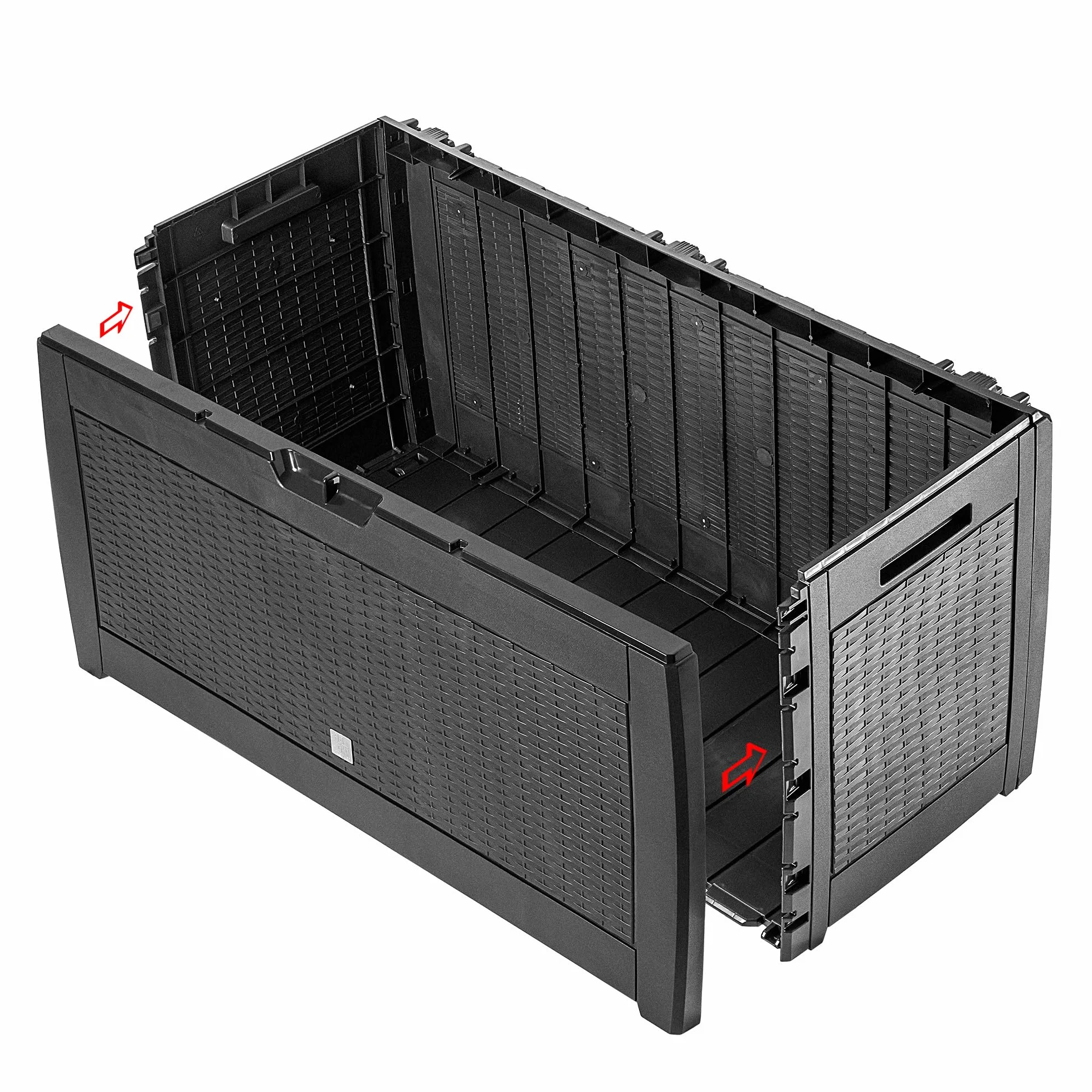 KADAX Skrzynia ogrodowa 310 l, 119x48x60 cm, antracyt, odporna na pogodę, na poduszki, zabawki i podkładki na siedziska, porządek na tarasie i w ogrodzie