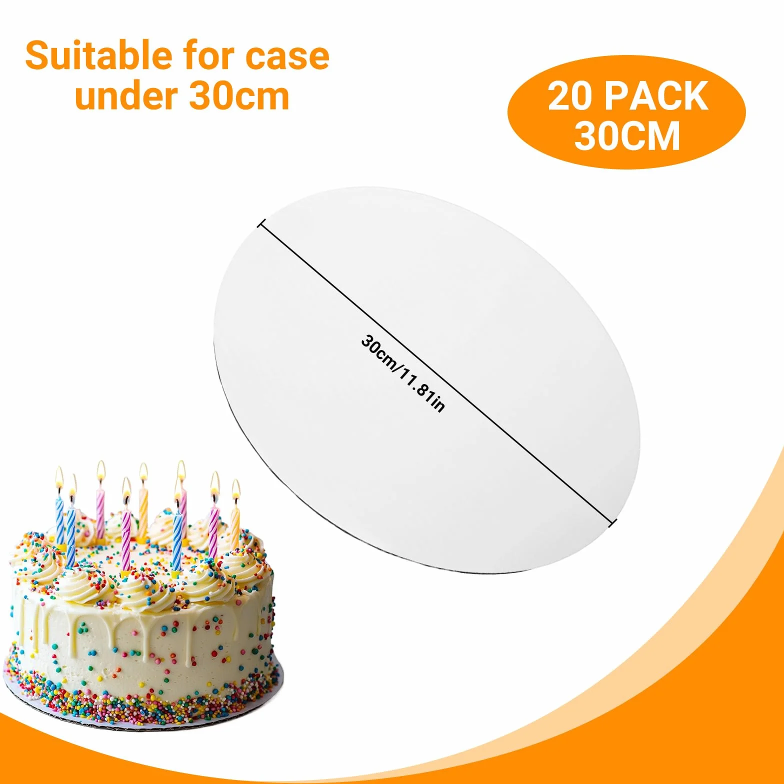 Białe okrągłe podkładki na tort 30 cm zestaw 20 sztuk