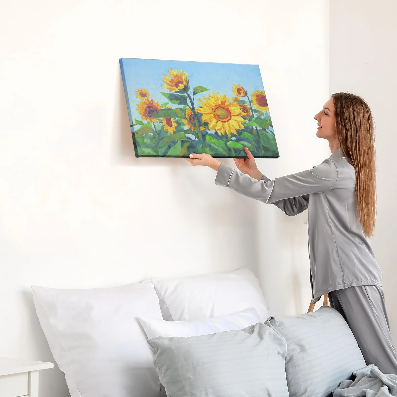 JBER Obraz olejny na płótnie 3D, sypialnia, salon, dekoracja stołu, piękny prezent, obraz olejny na płótnie - 60 x 40 cm (kwiat-02)