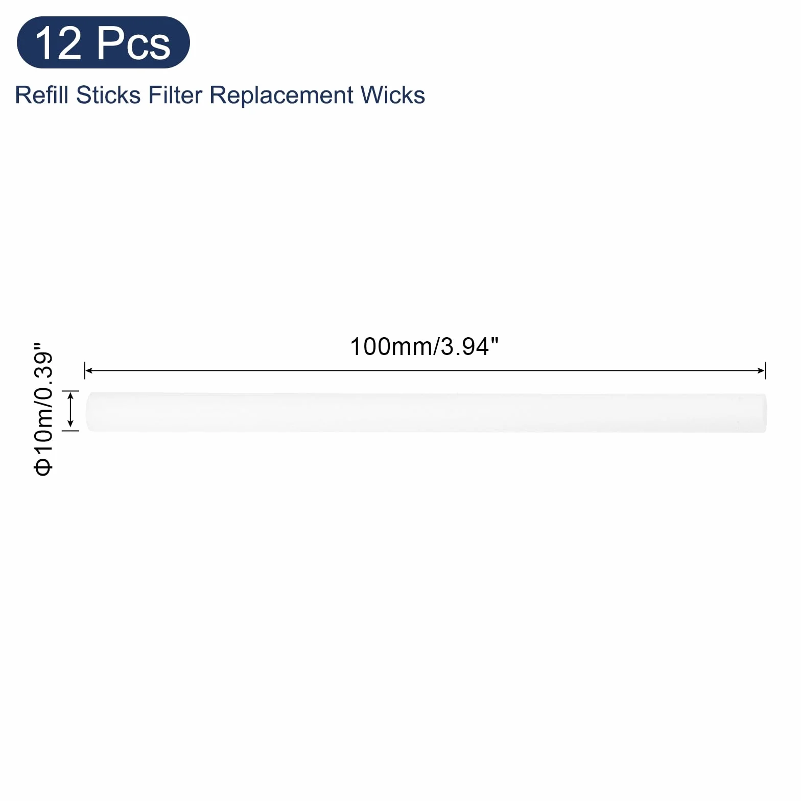 QUARKZMAN 12 szt. Bawełniane patyczki nawilżacza, 10 x 100 mm Wymiana filtrów do ładowania, wkład bawełniany filtr nawilżacza wymienne kije