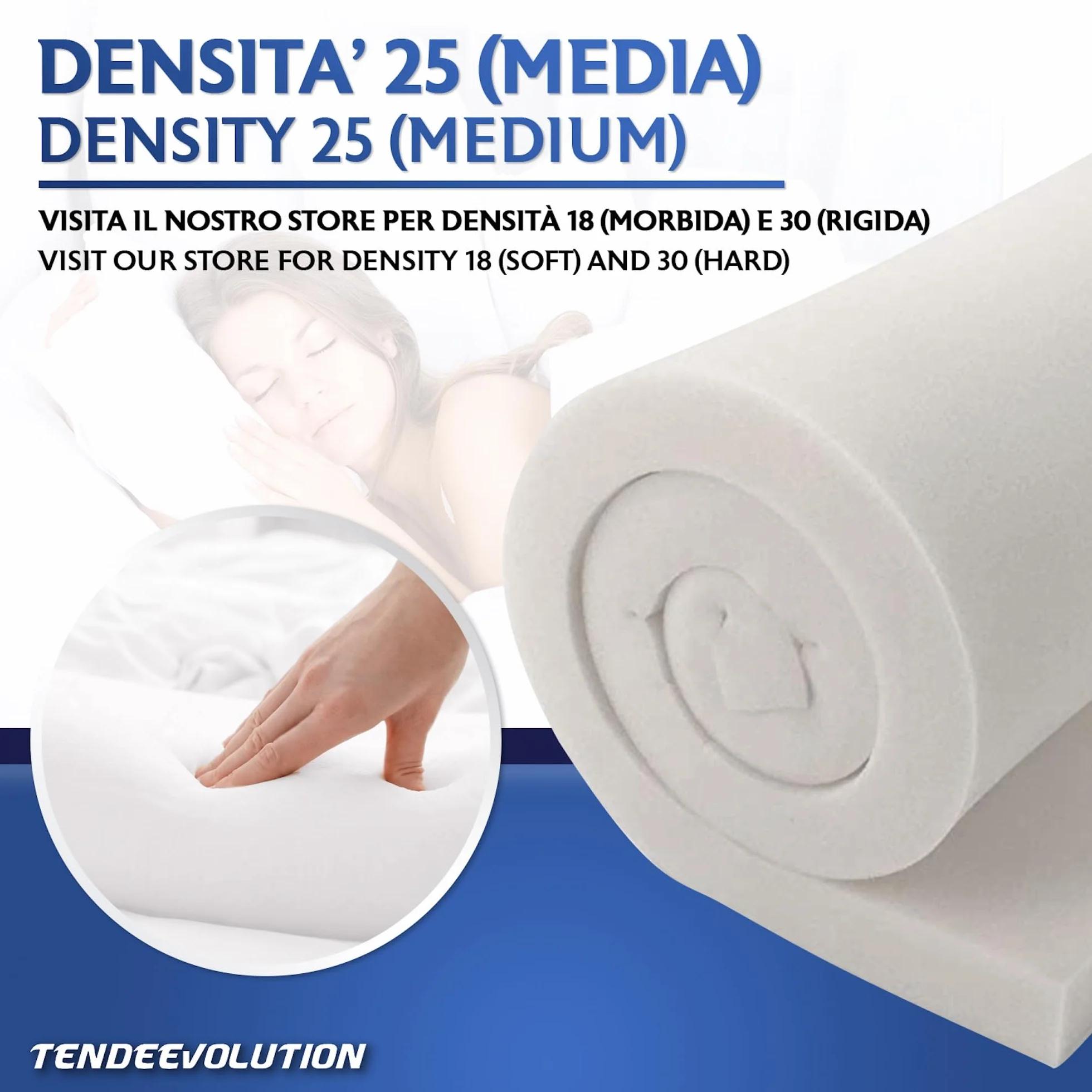 TENDEEVOLUTION Pianka Tapicerska o Gęstości 18, 25 i 30, Grubość od 1 do 10 cm. Płyta 200x100 cm z Pianki Poliuretanowej do Poduszek i Kanap (Gęstość 25, Grubość 3 cm)