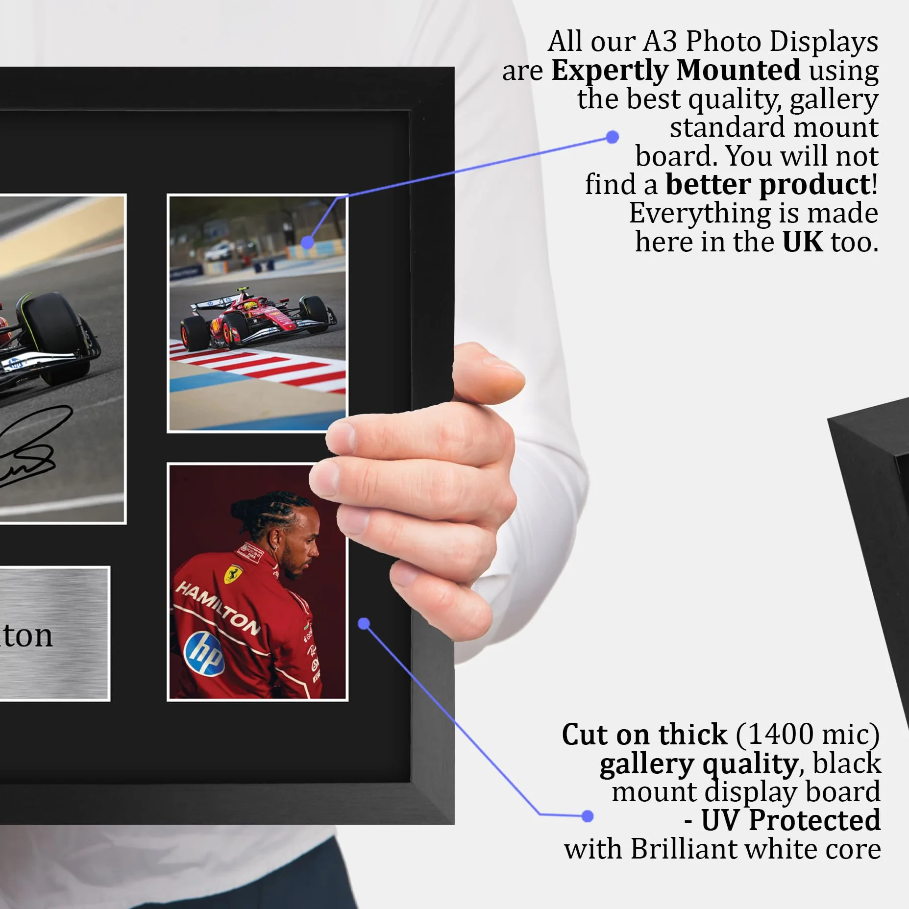 HWC Trading Lewis Hamilton Ferrari Prezenty Z Nadrukiem Podpisane Zdjęcie Z Autografem Dla Fanów Wyścigów F1 Formuły 1 - A3 Oprawione