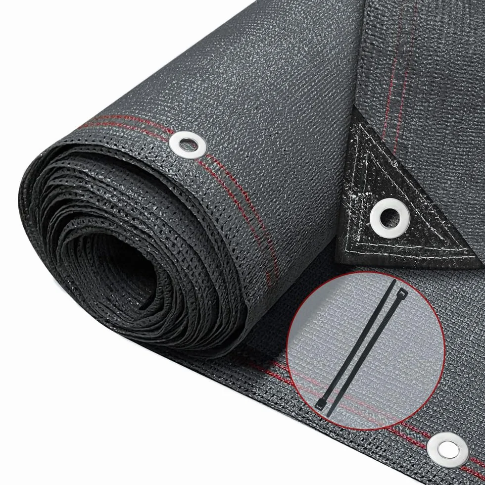 VOUNOT® Siatka maskująca 1,8 × 10 m, siatka zacieniająca HDPE, 95%, odporna na działanie promieni UV, odporna na rozdarcie, ogrodzenie z otworami i opaskami kablowymi, antracytowa