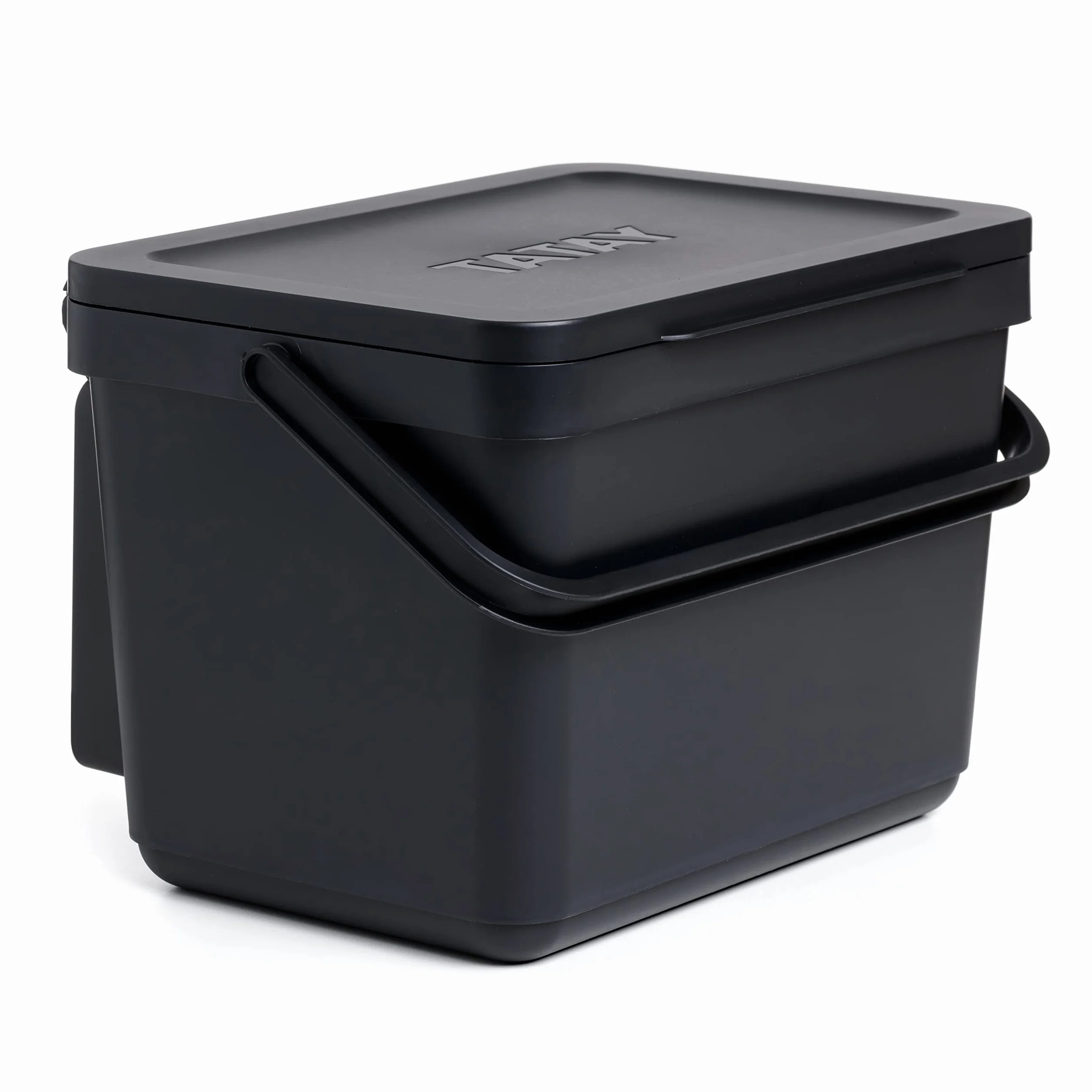 TATAY Kuchenny pojemnik na kompost z uchwytem, pojemność 6 l, polipropylen, wykonany w 100% z materiałów pochodzących z recyklingu, kolor czarny, wymiary 26,5 x 20,5 x 18,5 cm