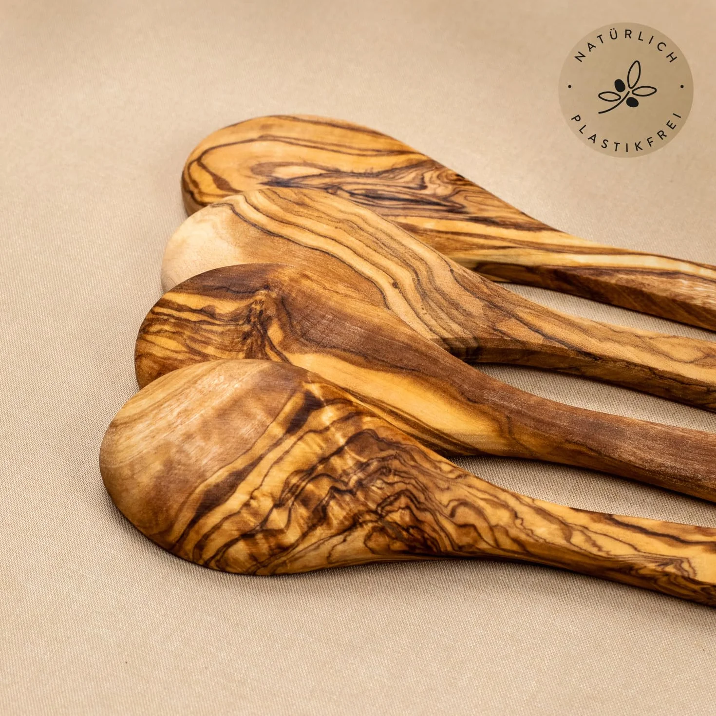 DAS OLIVENHOLZBRETT ® Łyżka z drewna oliwkowego 20 cm / standardowa łyżka z drewna/drewno oliwne Loeffel