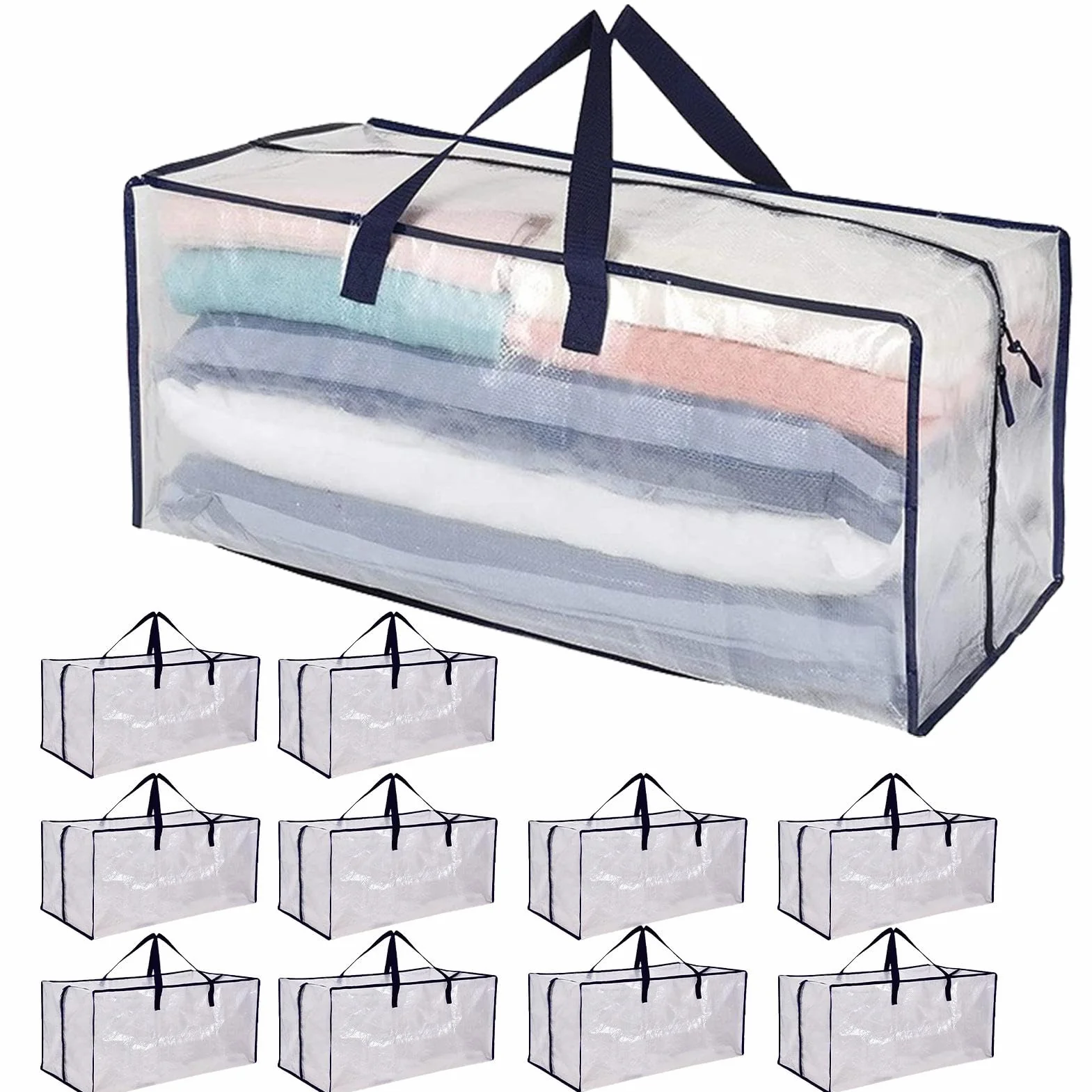 Large Packing Storage Bags, Heavy-Duty Moving Totes with Zipper and Thick Tear-Resistant Material, Space-Saving Organizer for Home and Travel, 29.13x14.17x12.99 Inches