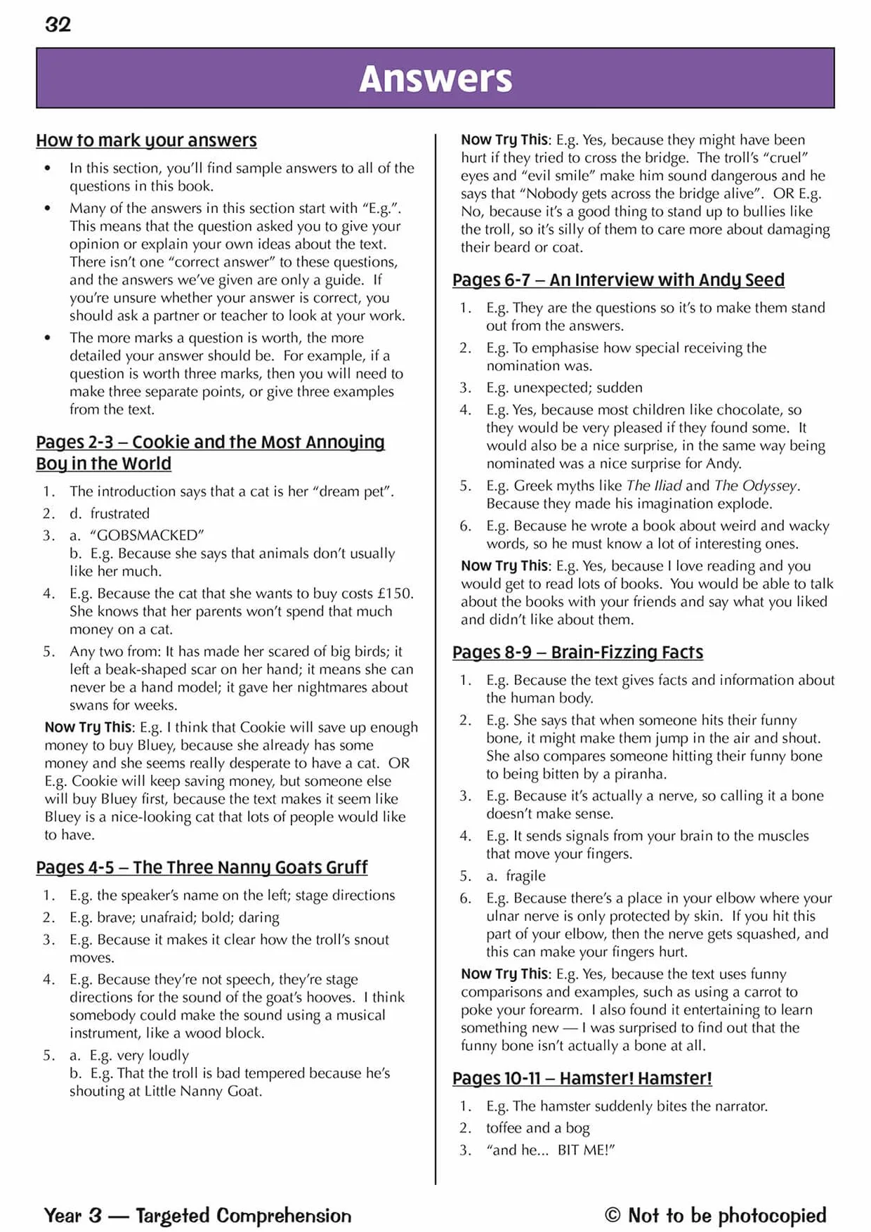 KS2 English Year 3 Reading Comprehension Targeted Question Book - Book 2 (with Answers)
