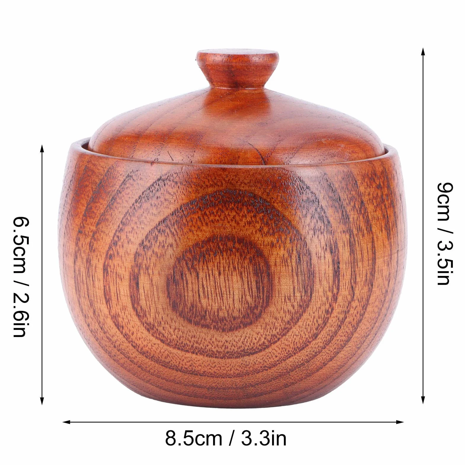 Drewniana Solniczka Z Pokrywką, Solniczka W Stylu Vintage Z Pokrywką I łyżeczką, Pojemnik Na Przyprawy Do Kuchni, 150 ml, Brązowy