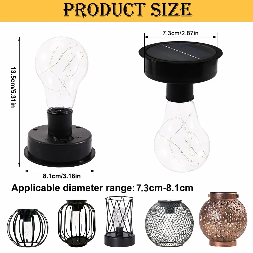 2 sztuki lamp solarnych do ogrodu, części zamienne, z żarówką LED, 8 cm, zapasowy panel słoneczny, wiszące lampy solarne do lamp solarnych, latarni solarnych, do użytku na zewnątrz, do ogrodu