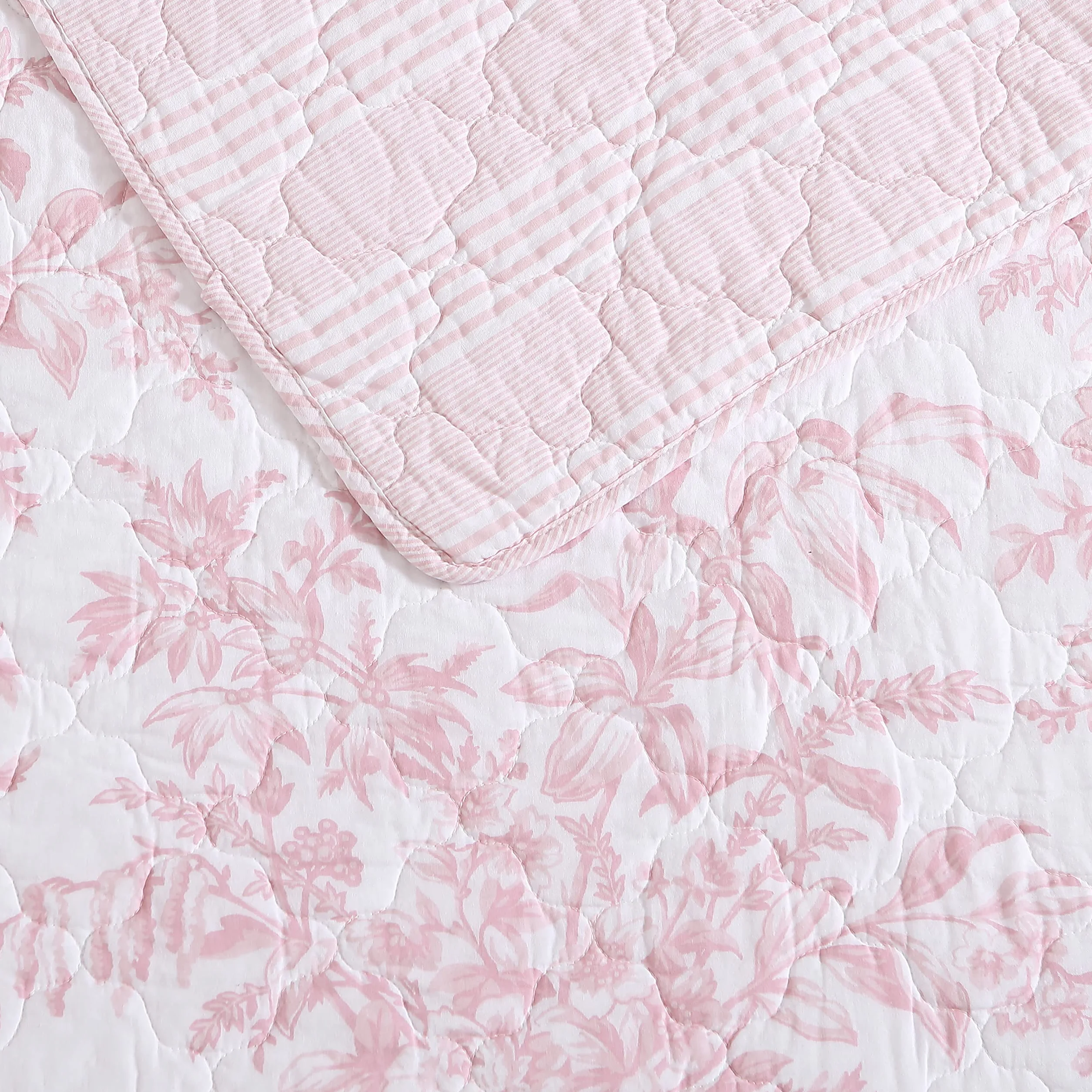 Laura Ashley Dwustronna pościel bawełniana z pasującymi poszewkami, lekka dekoracja domu na wszystkie pory roku, Bedford Pink, King