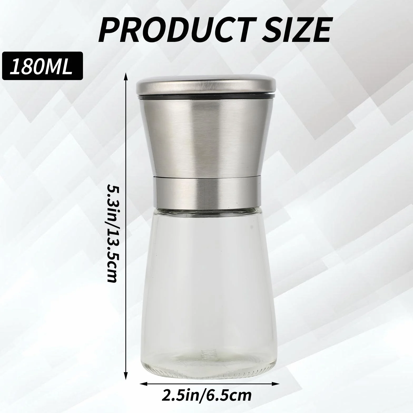 Młynek do Przypraw ze Stali Nierdzewnej i Szkła 180 ml*2 Ceramiczny Regulowany