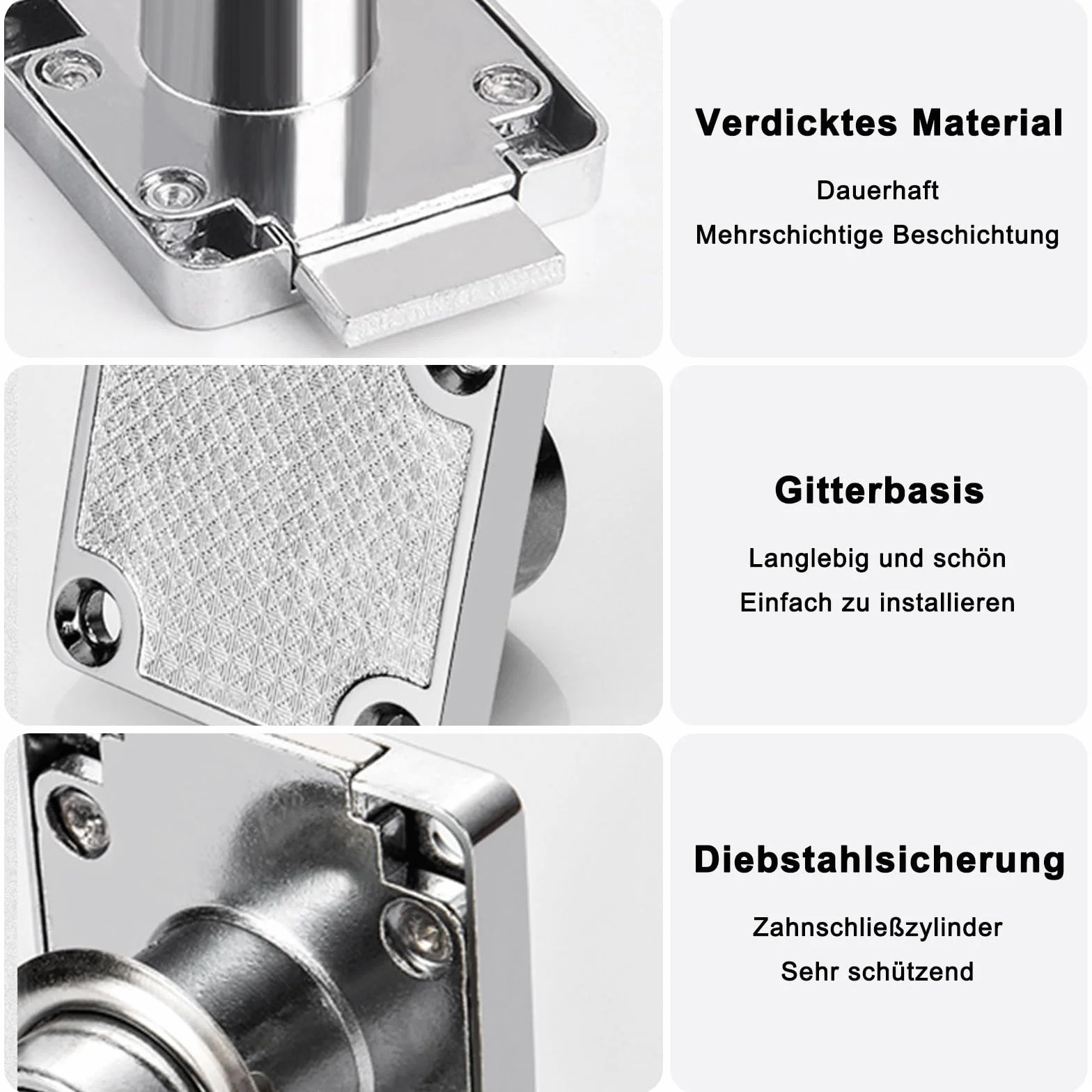 2 sztuki zamków do szafy z kluczem, zamek meblowy 22 mm, zamek krzywkowy, stal nierdzewna z kluczem, do szuflad i szafek, 2 sztuki, AGHOER-001