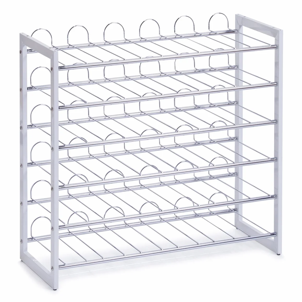 Zeller 27360 metalowy chromowany stojak na wino, biały, 68 x 26,5 x 63 cm