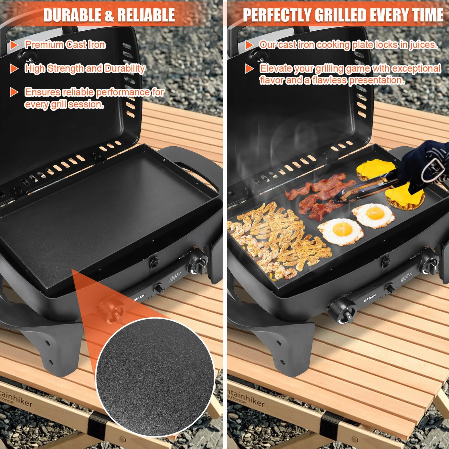 GFTIME Nieprzywierająca płyta grillowa do grilla gazowego Enders Urban & Explorer, żeliwna płyta grillowa z powłoką zapobiegającą przywieraniu, pełnowymiarowa powierzchnia grillowa, akcesoria do