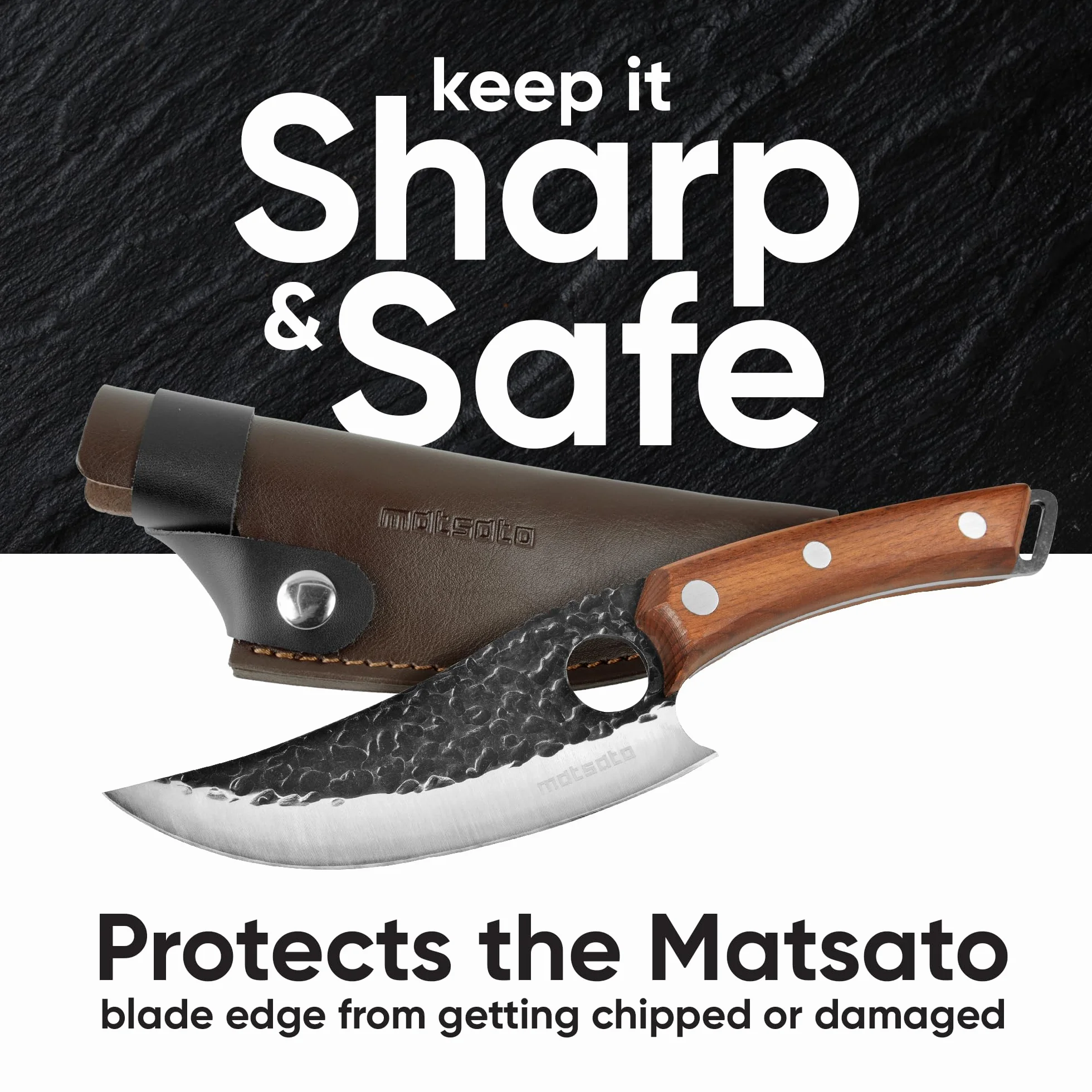 Premium Leather Sheath for Japanese Chef Knife, Kitchen Knife Holder, Brown