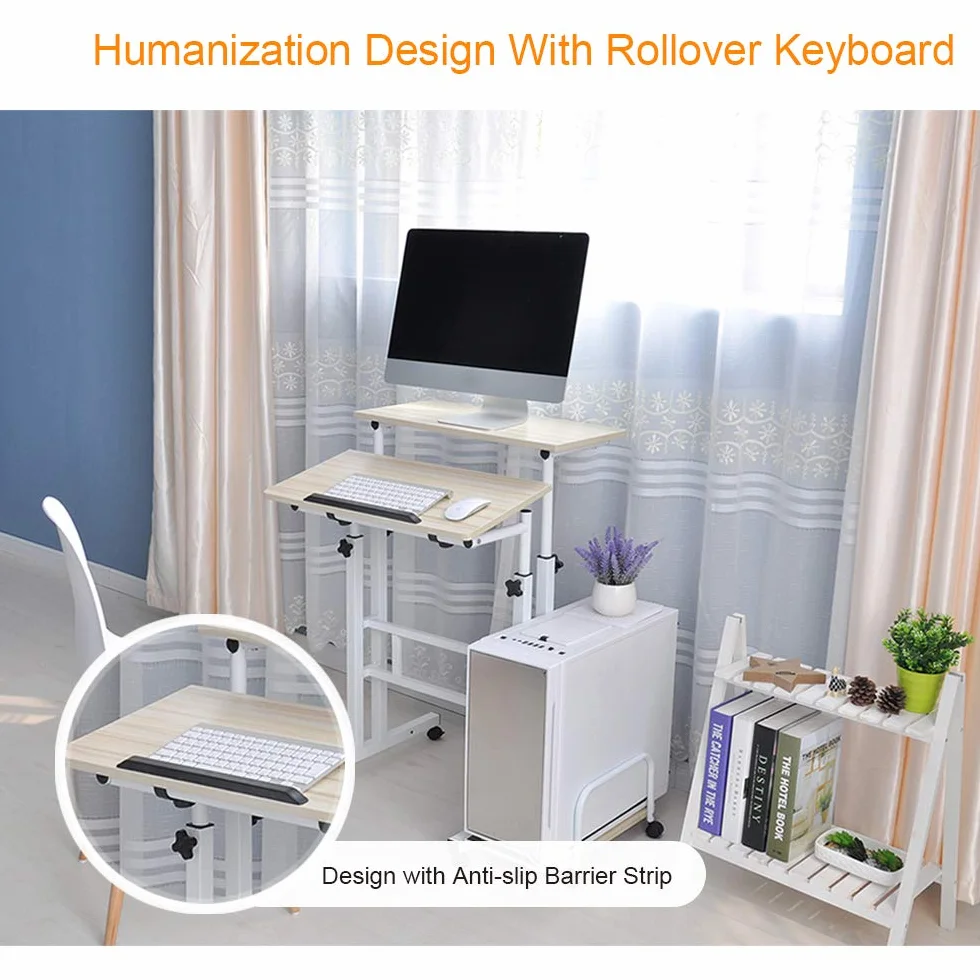 sogesfurniture Regulowana stojąca biurko komputer biurko stanowisko robocze biurko stojące biurko do domowego biura, 60 x 30 x 70-115 cm, klon BHEU-101-MP