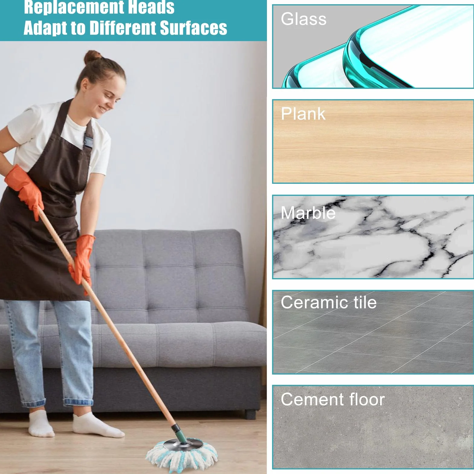 4 części do wymiennych głowic Leifheit Clean Twist Disc Mop z mikrofibry do skutecznego czyszczenia cząstek brudu, mycia podłóg.