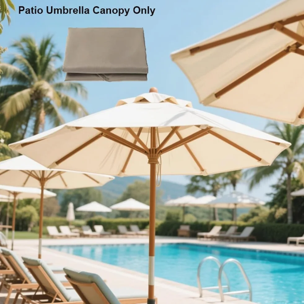 Canvas Patio Umbrella Replacement 8 Ribs Canopy, Waterproof Anti-Ultraviolet Fabric For Banana Middle Column In Garden, Or Sand，Canopy Only(Dark green,3.5m/8 ribs)