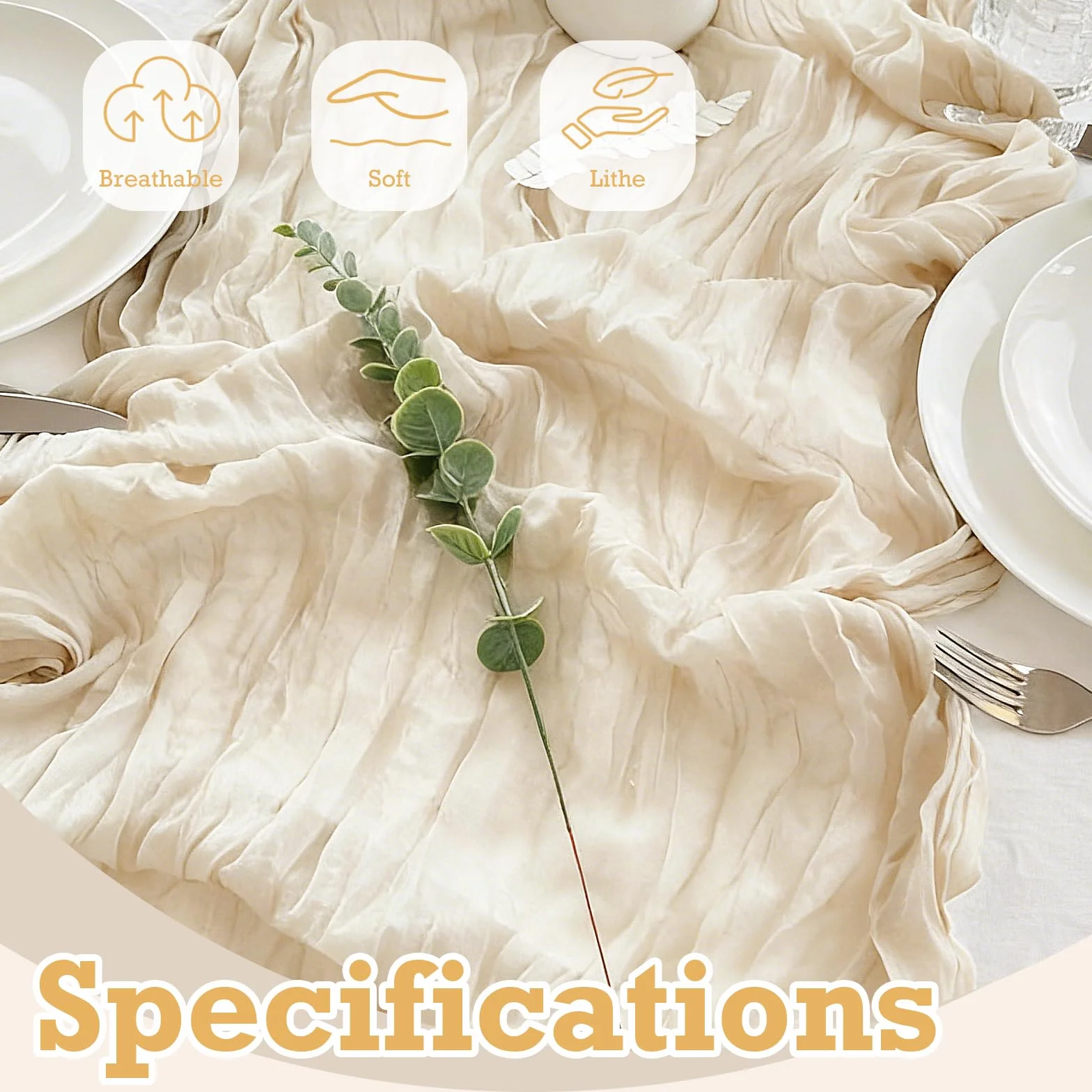 Bieżnik na Stół w Stylu Boho, Dekoracja Stołu na Wesele, Baby Shower, Urodziny, Przyjęcia, Muślinowy Bieżnik z Gazy 300 x 90 cm, Półprzezroczysty, Długi Bieżnik na Stół