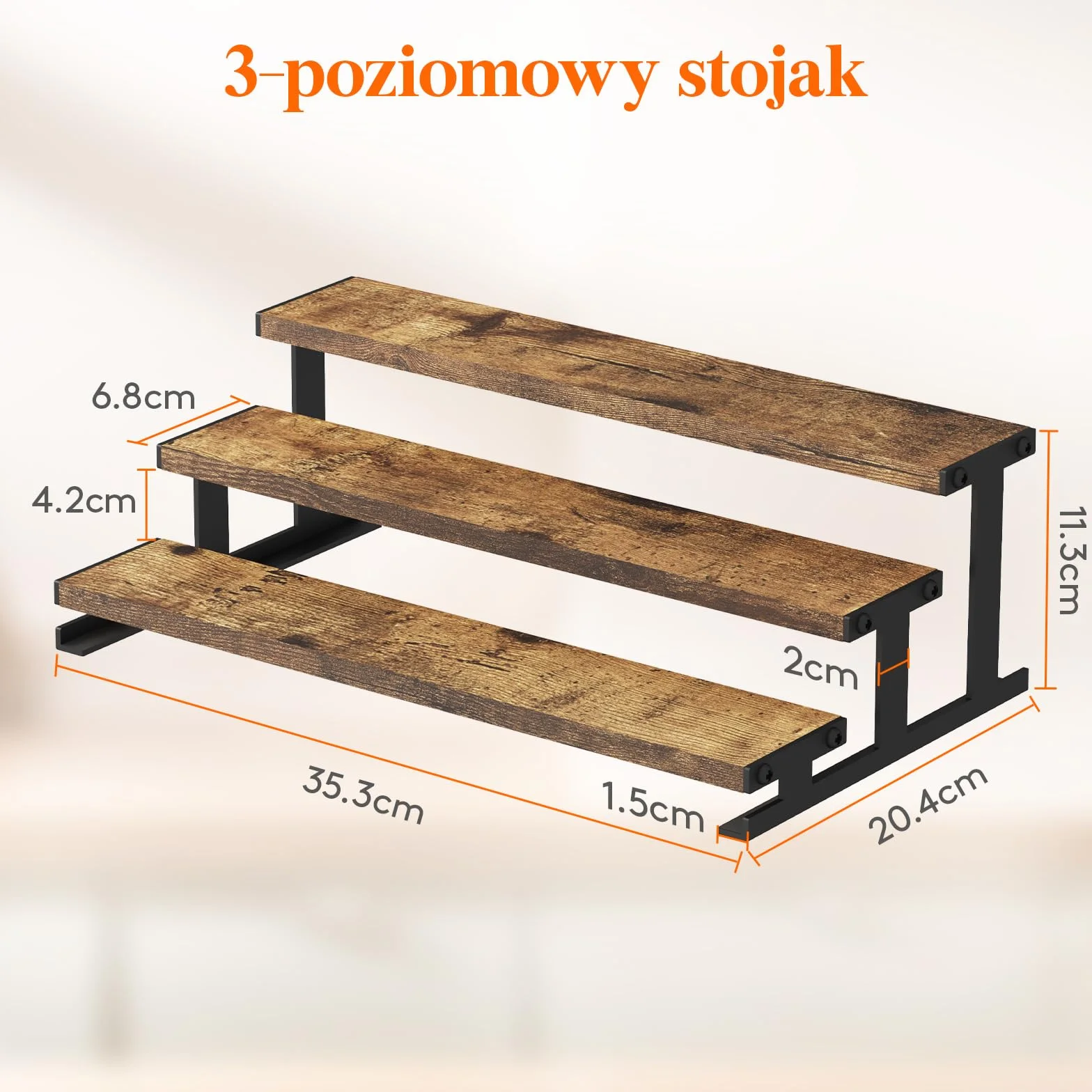 Lifewit 3-poziomowy drewniany stojak na perfumy, organizer na perfumy, kolonię, kosmetyki, półki ekspozycyjne na rękodzieło, przyprawy, figurę, 1 szt., rustykalny brąz