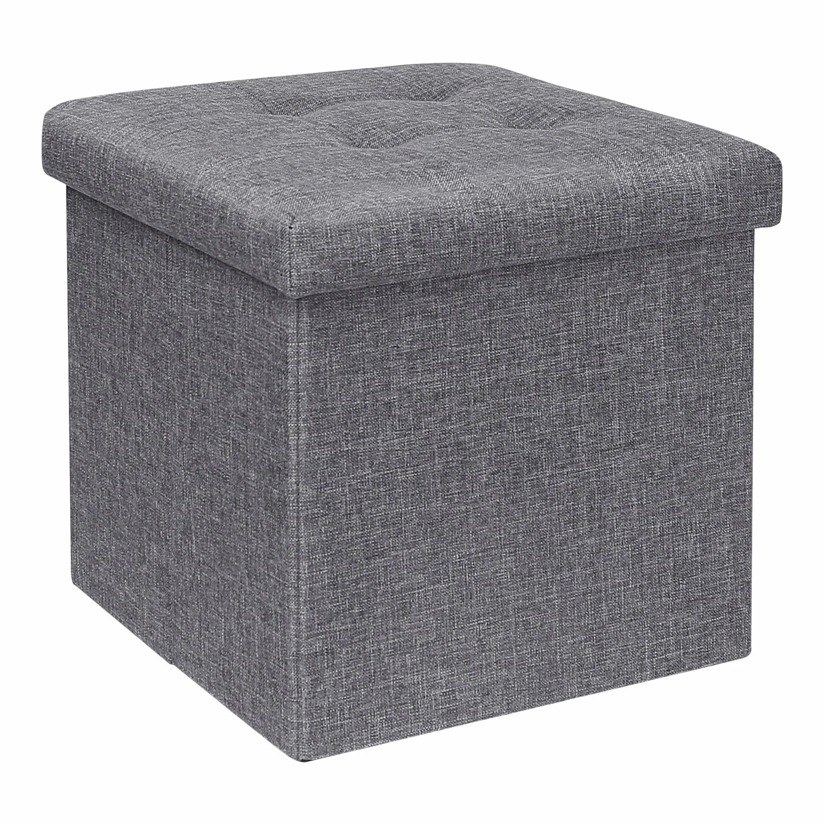 Bonlife taboret z miejscem do przechowywania, składana ławka do siedzenia, skrzynia do przechowywania, puf, schowek, organizer do łóżka, kostka do siedzenia, szary, 32 x 32 x 32 cm