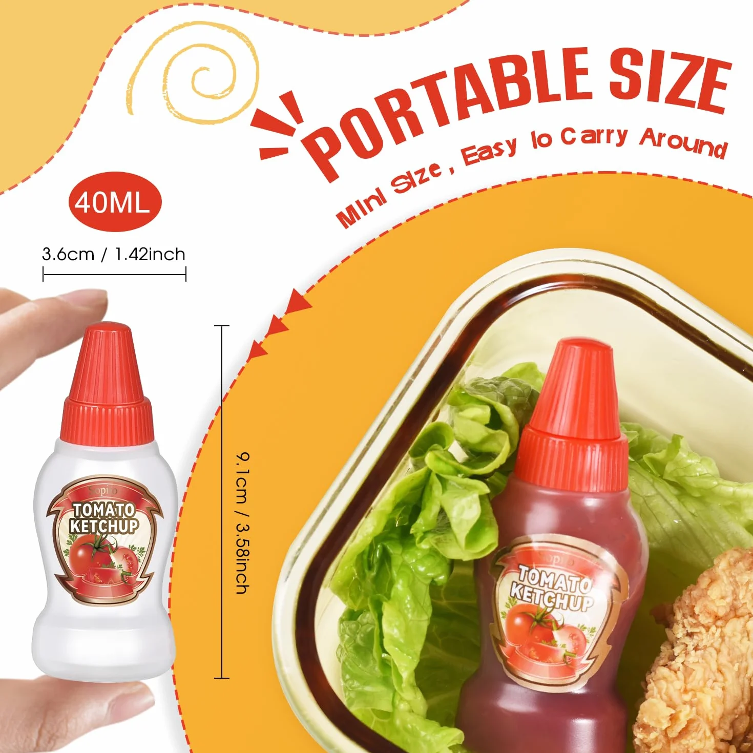 Sopito Butelki do wyciskania 40 ml 6 sztuk mini shaker do dressingu