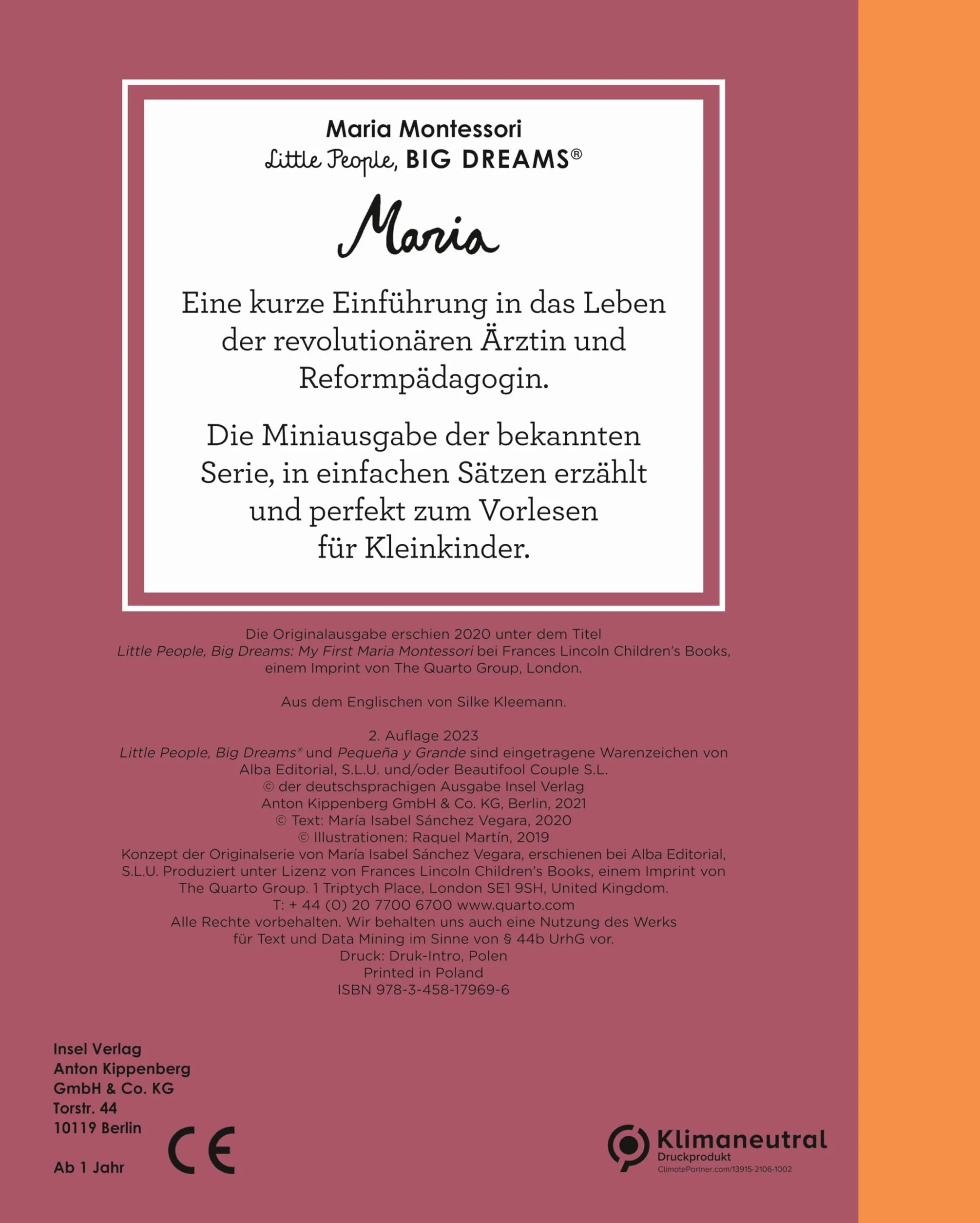 Maria Montessori - Little People, BIG DREAMS. Mini (Deutsche Ausgabe): Pappbilderbuch mit abgerundeten Ecken für Kinder von 1 bis 3 Jahren