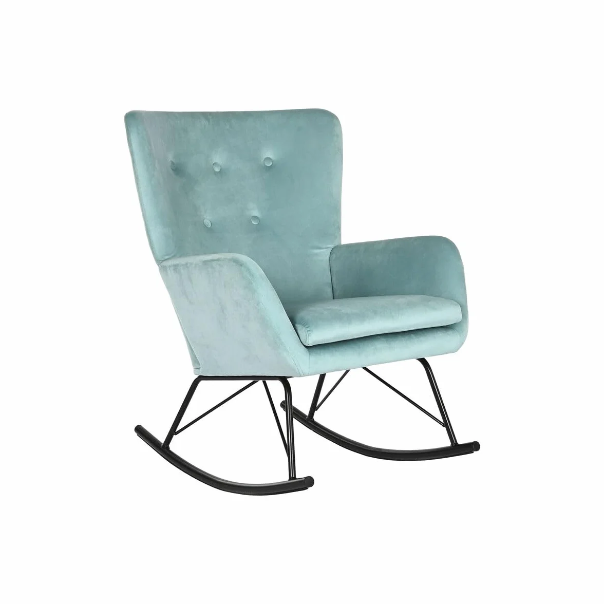 Fotel bujany czarny błękitny poliester metal 68 x 90 x 92 cm
