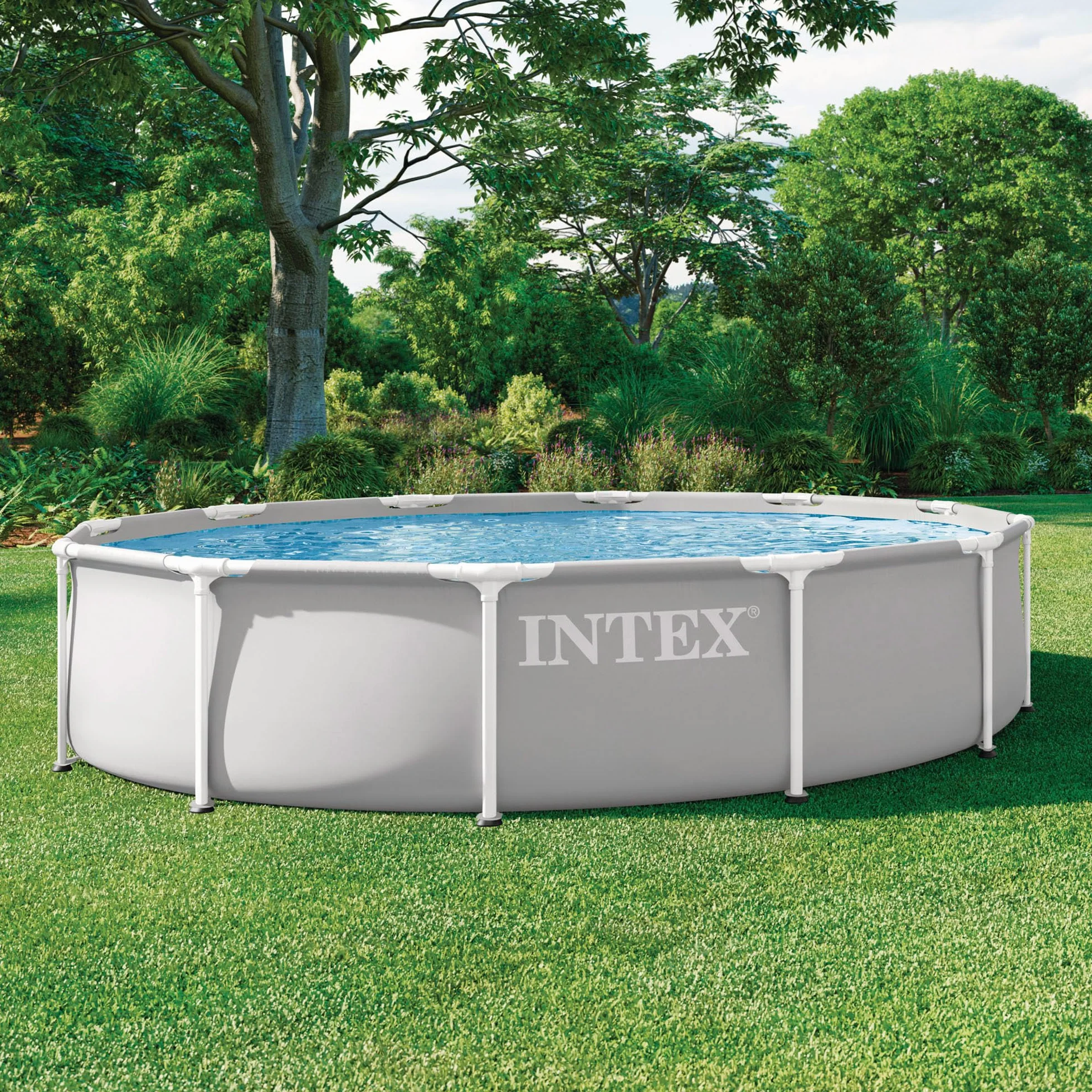 Intex Prism Basen Ogrodowy, Szary/Biały, 366 x 366 x 76 cm