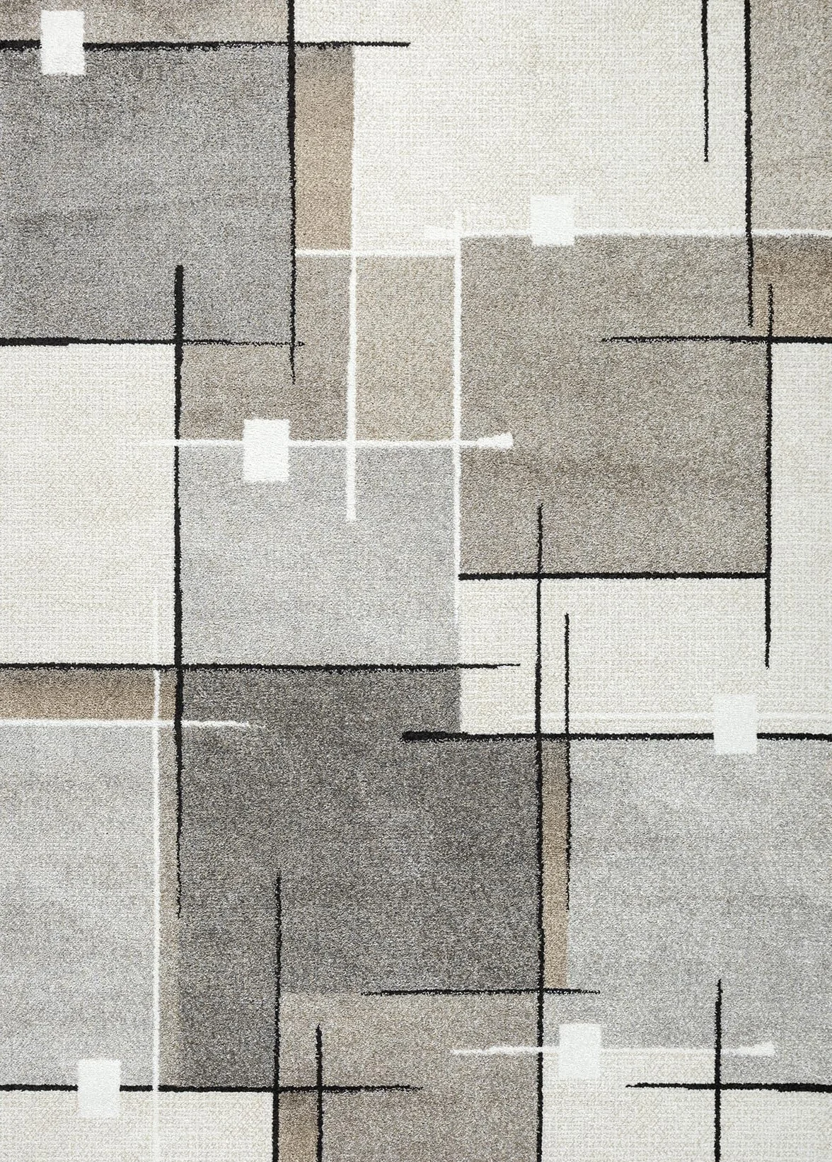 the carpet Pearl Nowoczesny dywan z krótkim włosiem, do salonu, sypialni, cięcie konturowe, geometryczny wzór, w kratę, beżowy, 160 x 220 cm