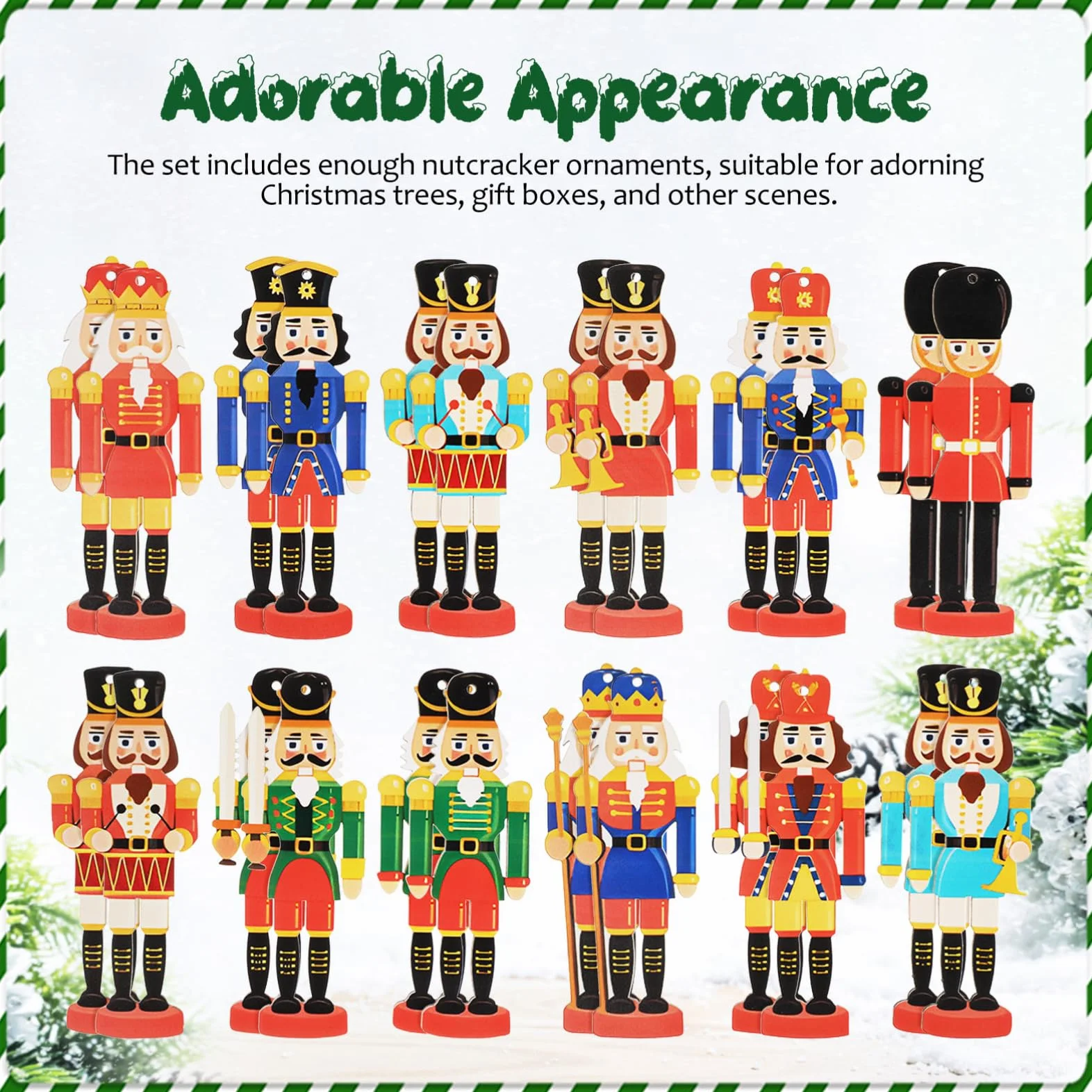 36kawałki Sztuk Figurki Huśtawki Do Choinki Nutcracker Drewniane Dekoracje Świąteczne Ornaments Boże Narodzenie Wyjątkowy Do Uświetnienia Świątecznej Atmosfery