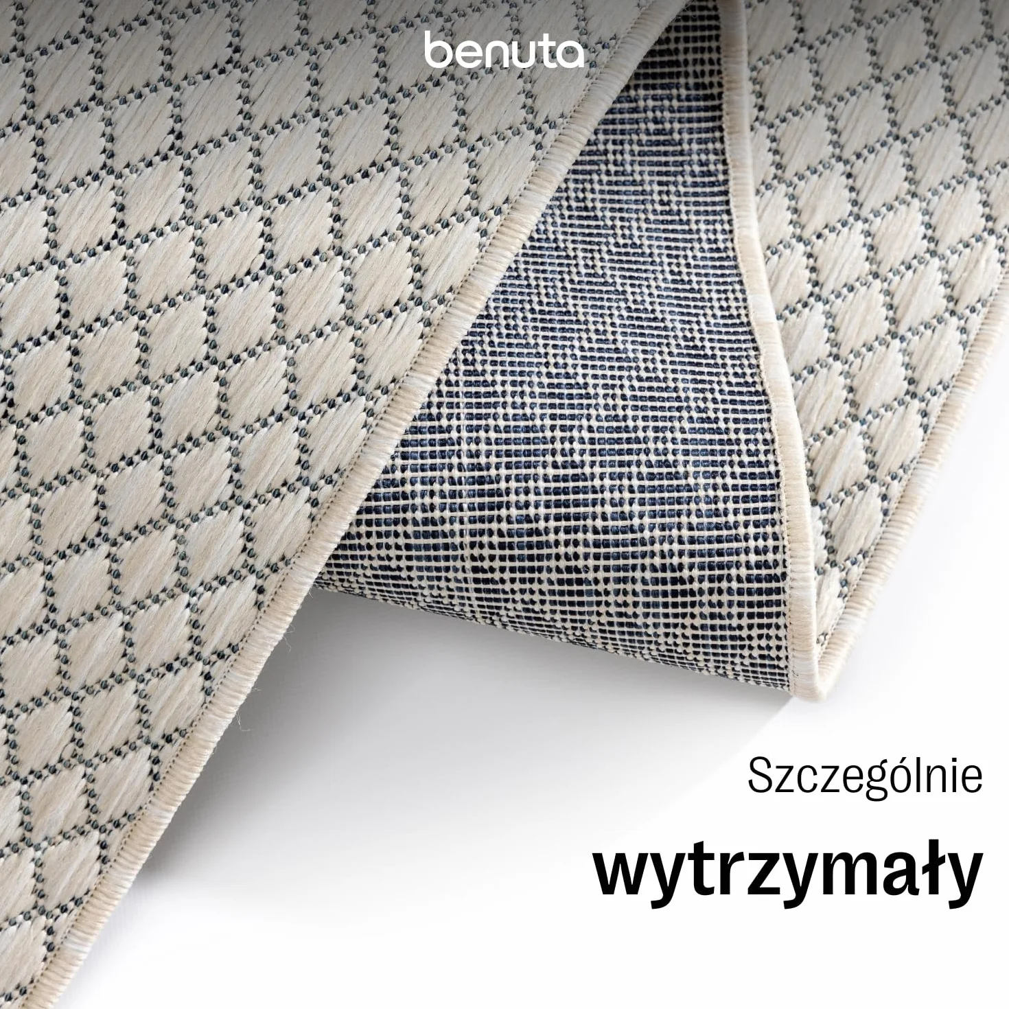 benuta Basic Dywan In & Outdoor Lou - Biały 160x230 cm - Wodoodporny UV - Wielofunkcyjny balkon, taras, ogród - Kuchnia, salon - Trwały łatwy