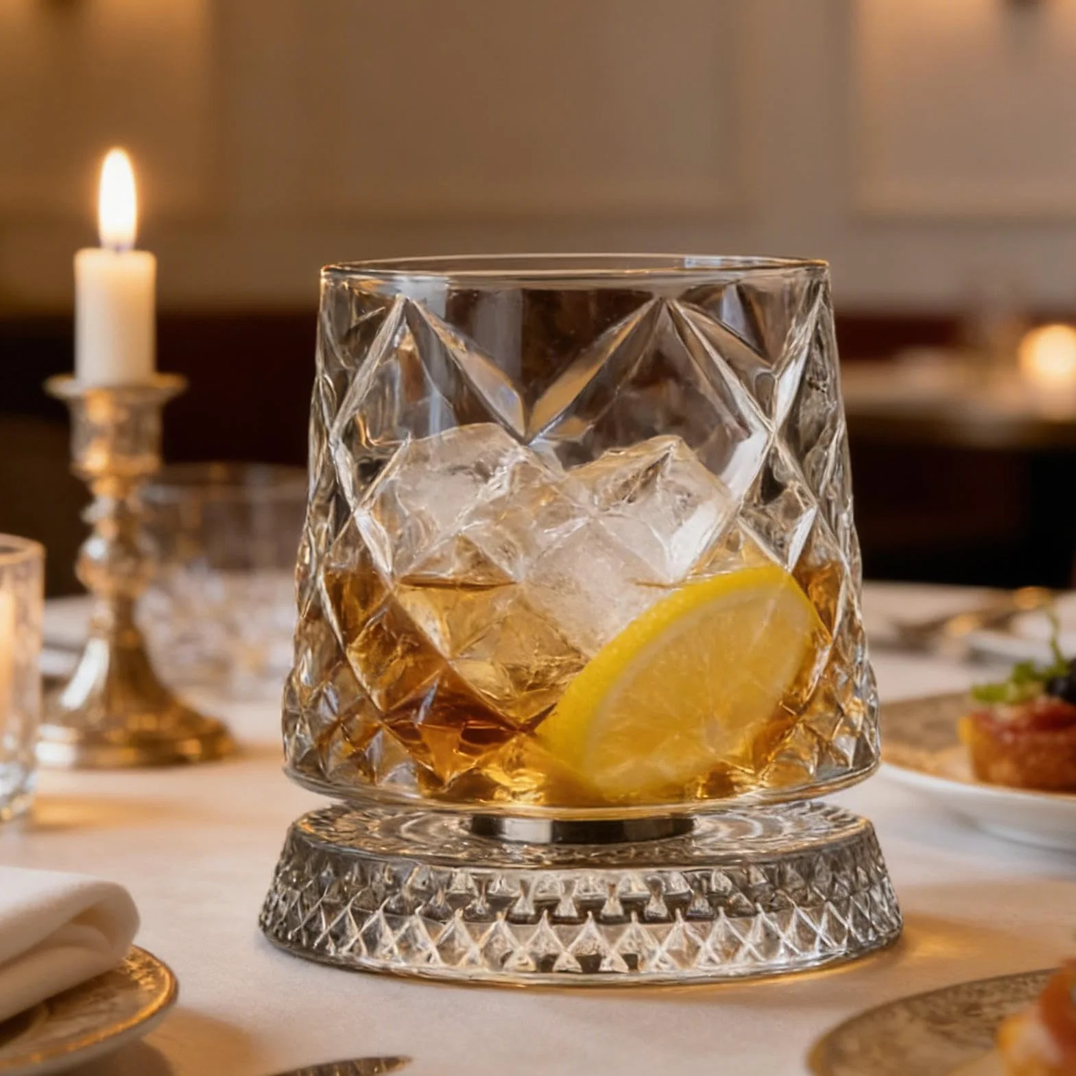 Zestaw obrotowych szklanek do whisky z obciążoną podstawą, szkło wysokiej jakości