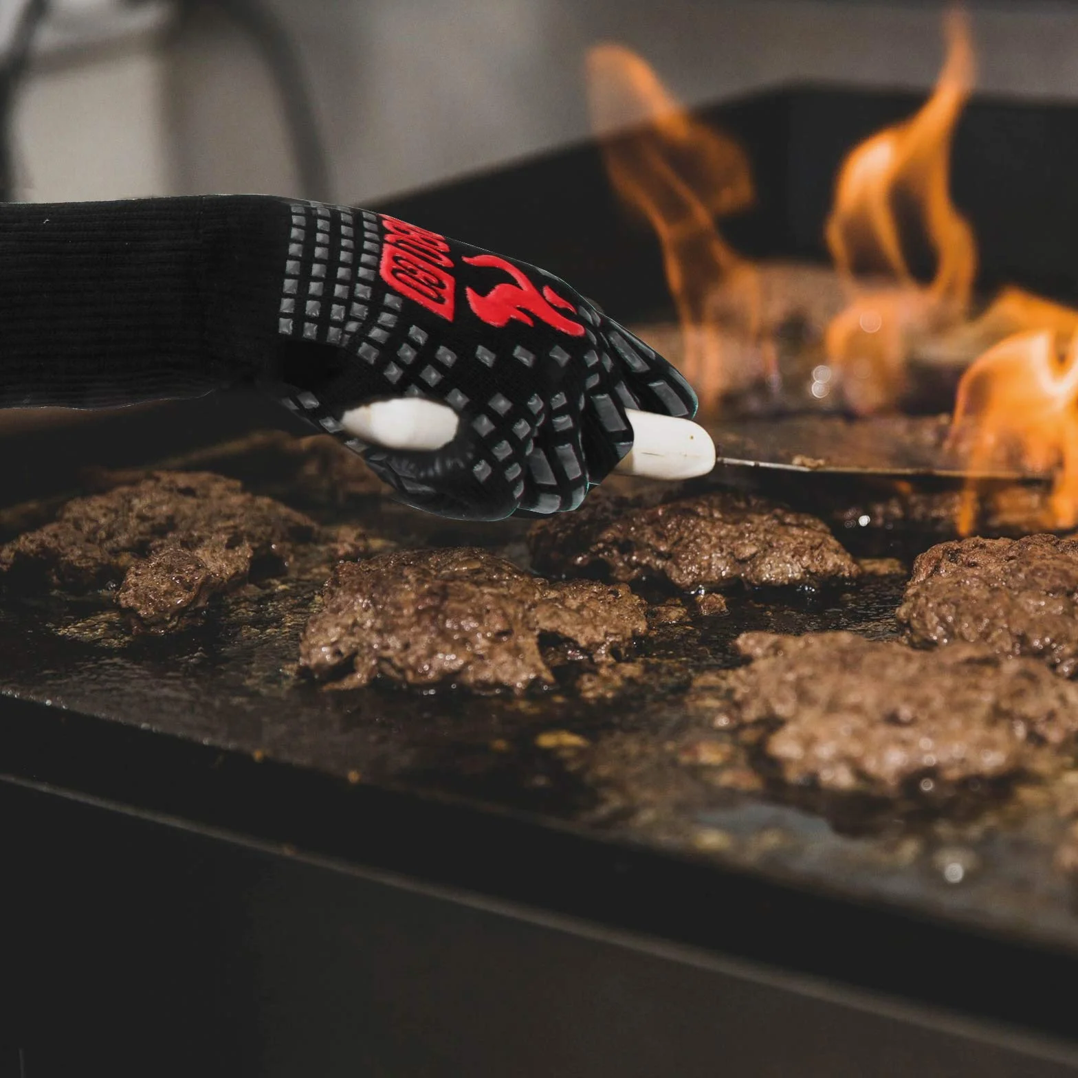 INKBIRD Rękawice do grillowania, odporne na wysokie temperatury, odporne na wysokie temperatury, długa ochrona nadgarstka, antypoślizgowy silikon, rękawice do grillowania i kuchni