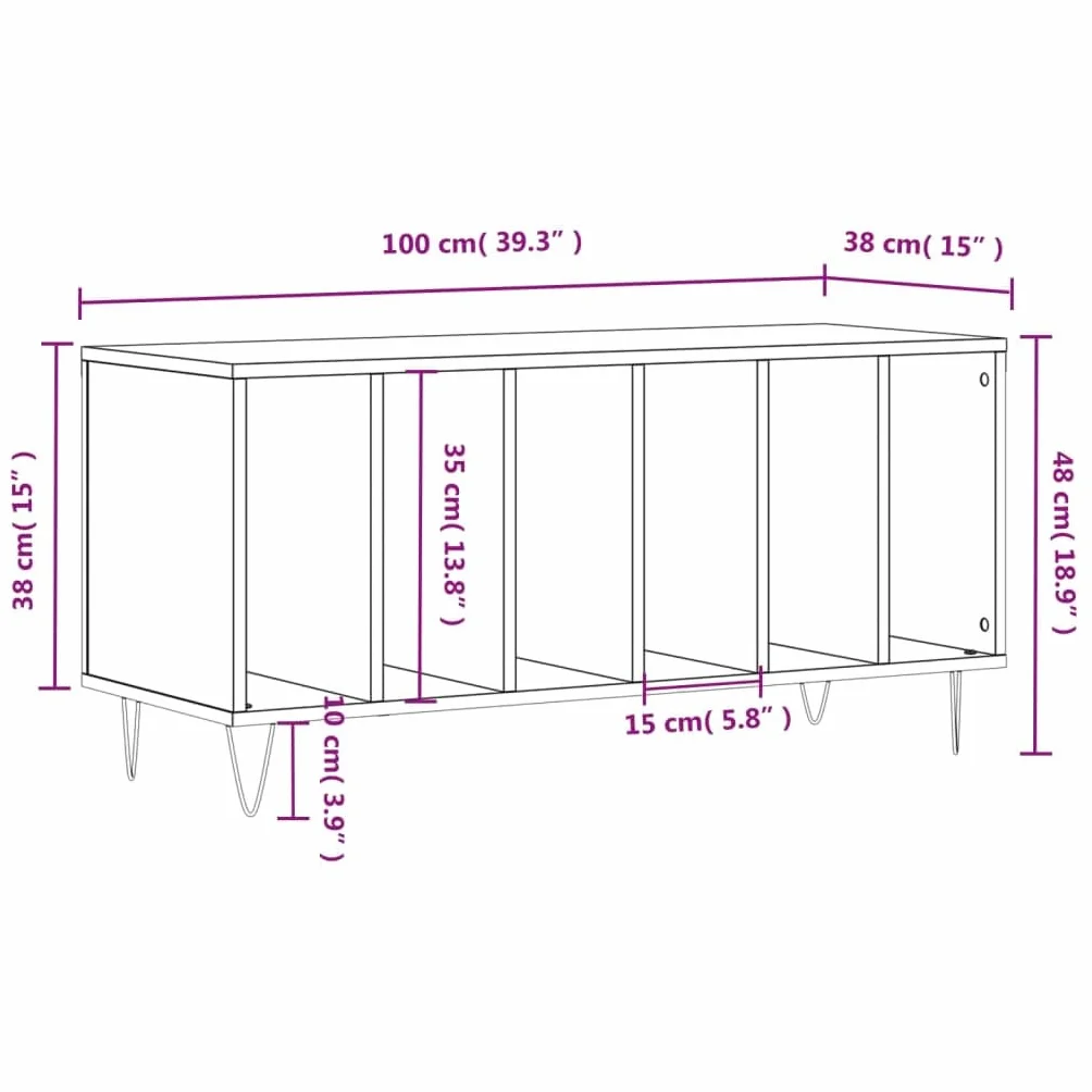 ShGaxin Szafka dyskowa Sklejka biała 100x38x48 cm, półka CD, gramofon, szafka na płyty, szafka winylowa, szafka gramofonowa - 831748