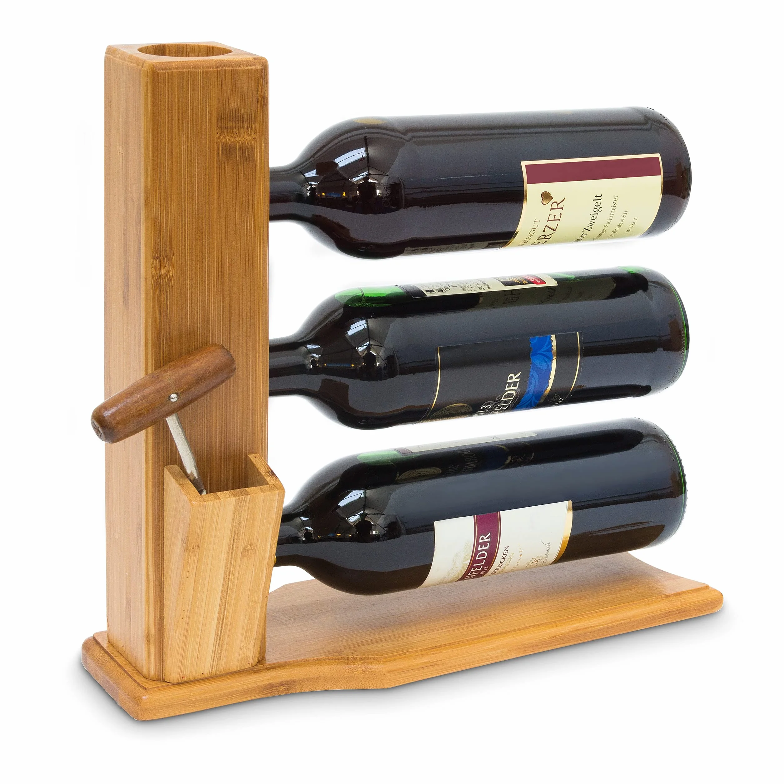 Bambusowy stojak na wino 32x34x12 cm na 3 butelki Relaxdays